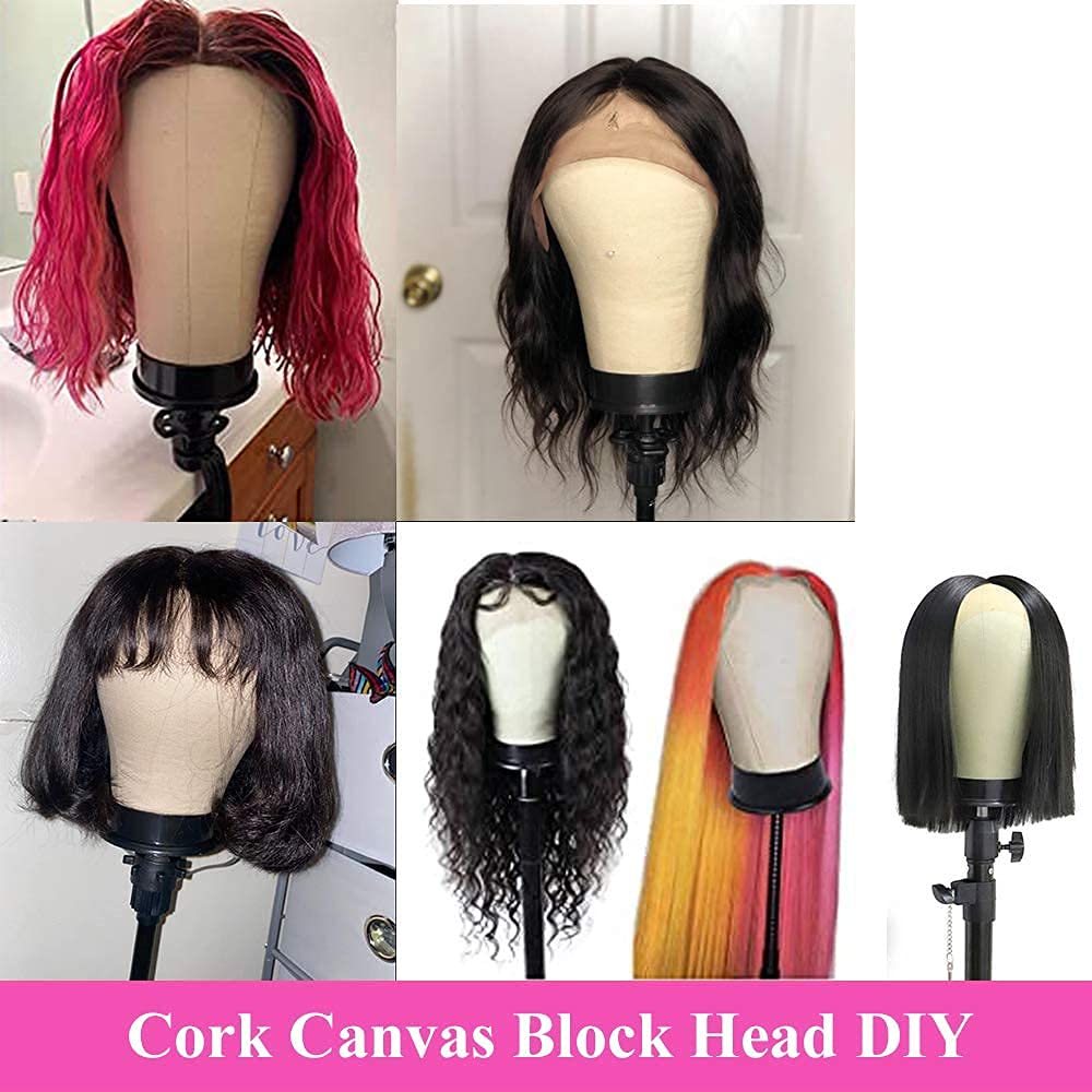 Wig Head Cork Canvas Block Head to Style Wig Mannequin Head for Wig