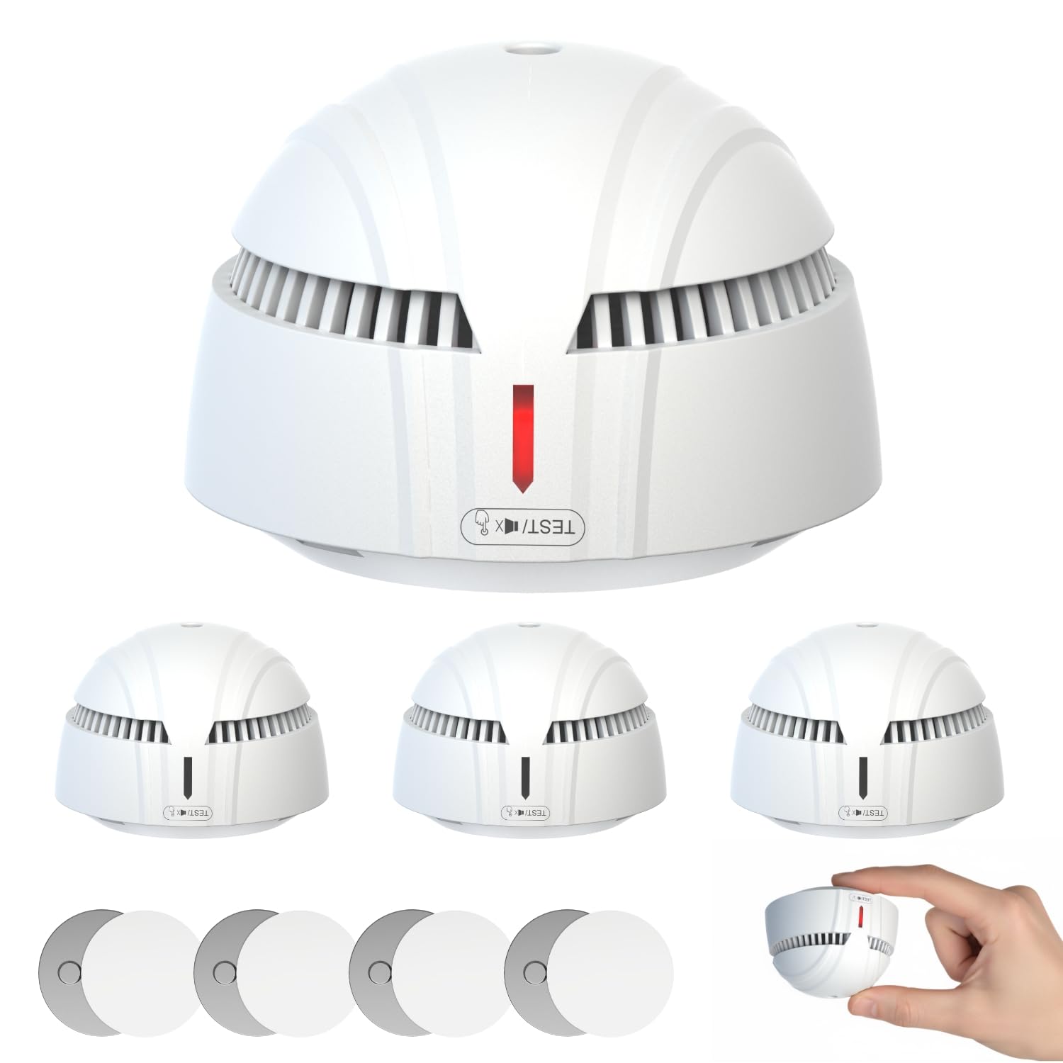 Daytech Smoke Alarm for Home,10-Year Battery Fire Alarm with Magnetic Mount,Mini Style Smoke Detector Conforms to EN 14604 Standard,LED & Silence Button,Fire Detector for Home Caravan Office 4 PACK