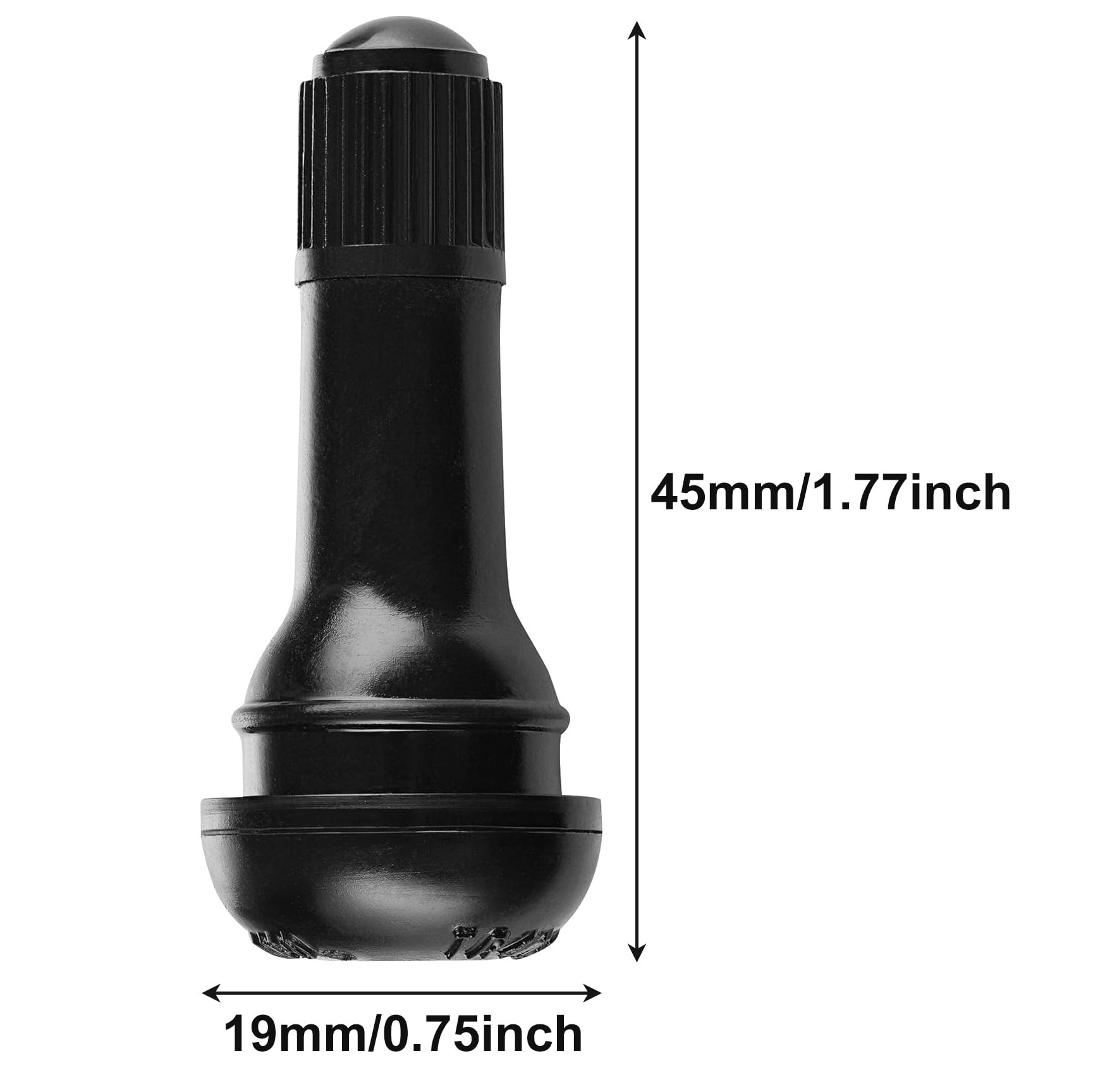 Elsjoy Confezione da 100 steli della valvola per pneumatici TR413, stelo della valvola del pneumatico senza camera d'aria in gomma, stelo corto nero della valvola del pneumatico, adatto a fori del