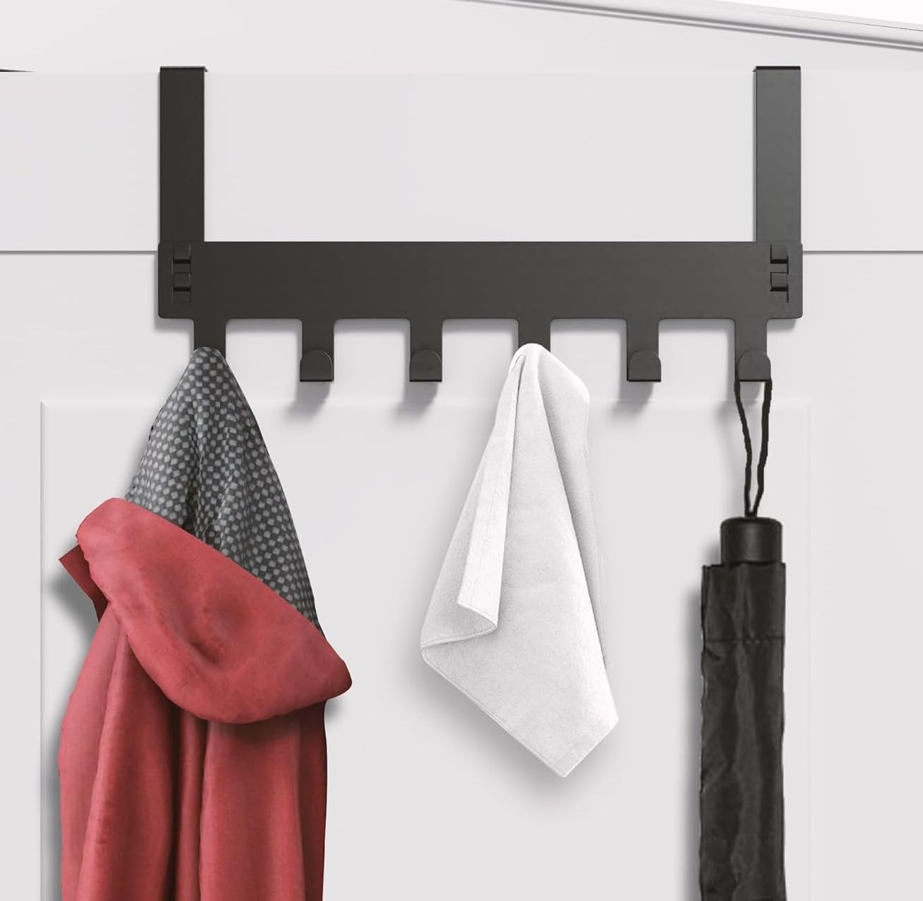 Amazon Brand - Umi Over The Door Hook Hanger, Hanging Organizer Rack Steel Door Hook Hanger Wall Hook Rack (6 Hooks) (Black) (B0CLJDP96P) Amazon Price History, Amazon Price Tracker