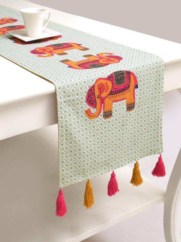 Image of Blanc 9 Gaja Home & Kitchen Pure Cotton Printed 4 /6 Seater Table Runner|(33x182) cm