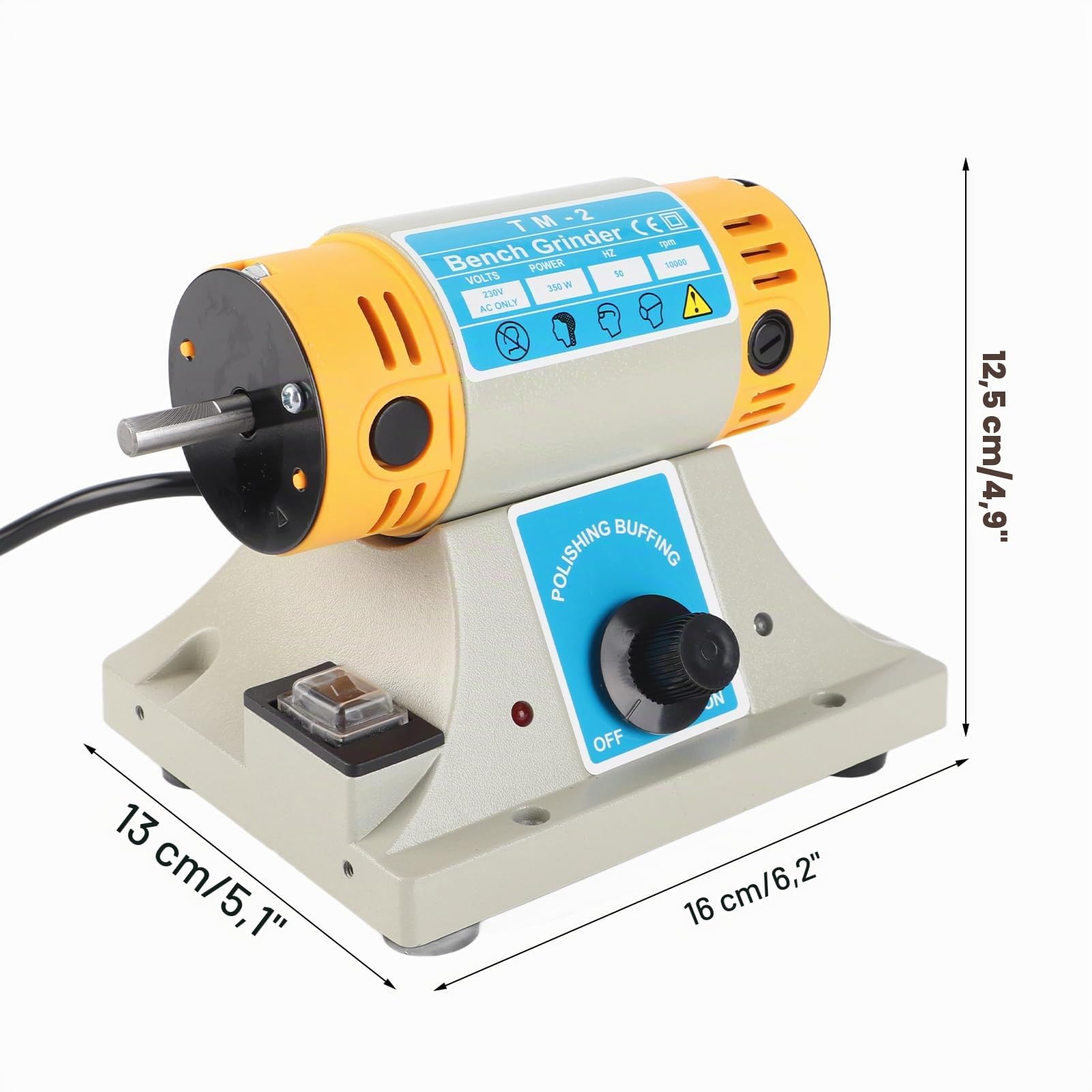 Lucidatrice da Banco 350W 220V con Velocità Variabile 0-10000 giri per Lavorazione Metallo e Legno