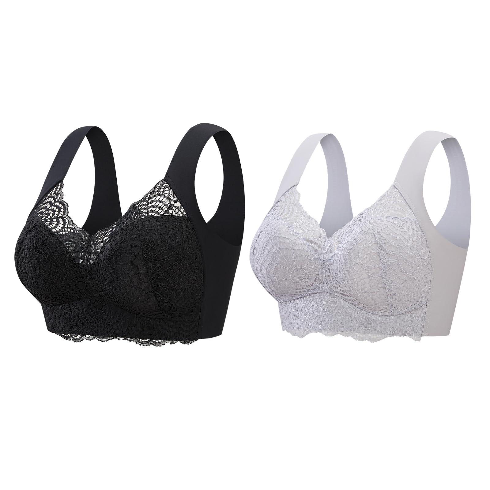 Reggiseni da donna taglie forti traspiranti senza fili reggiseni in pizzo leggermente foderato reggiseno t-shirt per sport quotidiani senza ferretto reggiseni