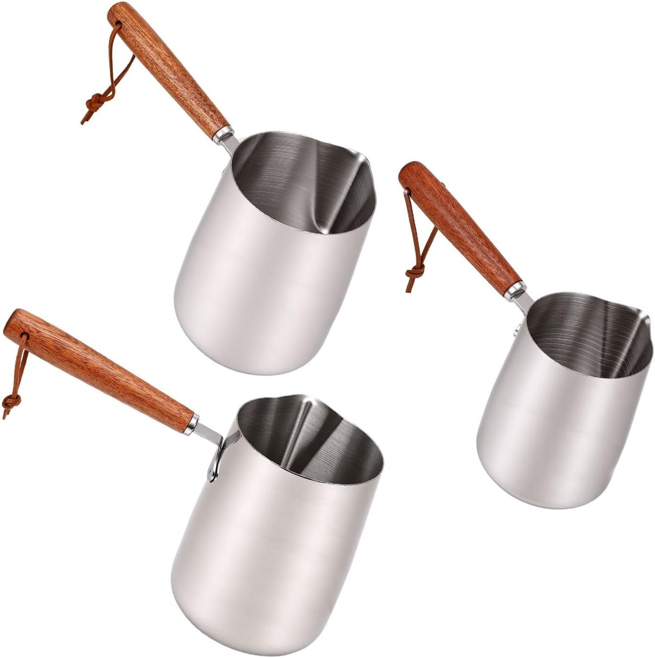 milk frothing pitcher, Milk Frothing Pitcher 304 Stainless Steel Frother Cup With Wood Handle Spout,for coffee machines(600ml)