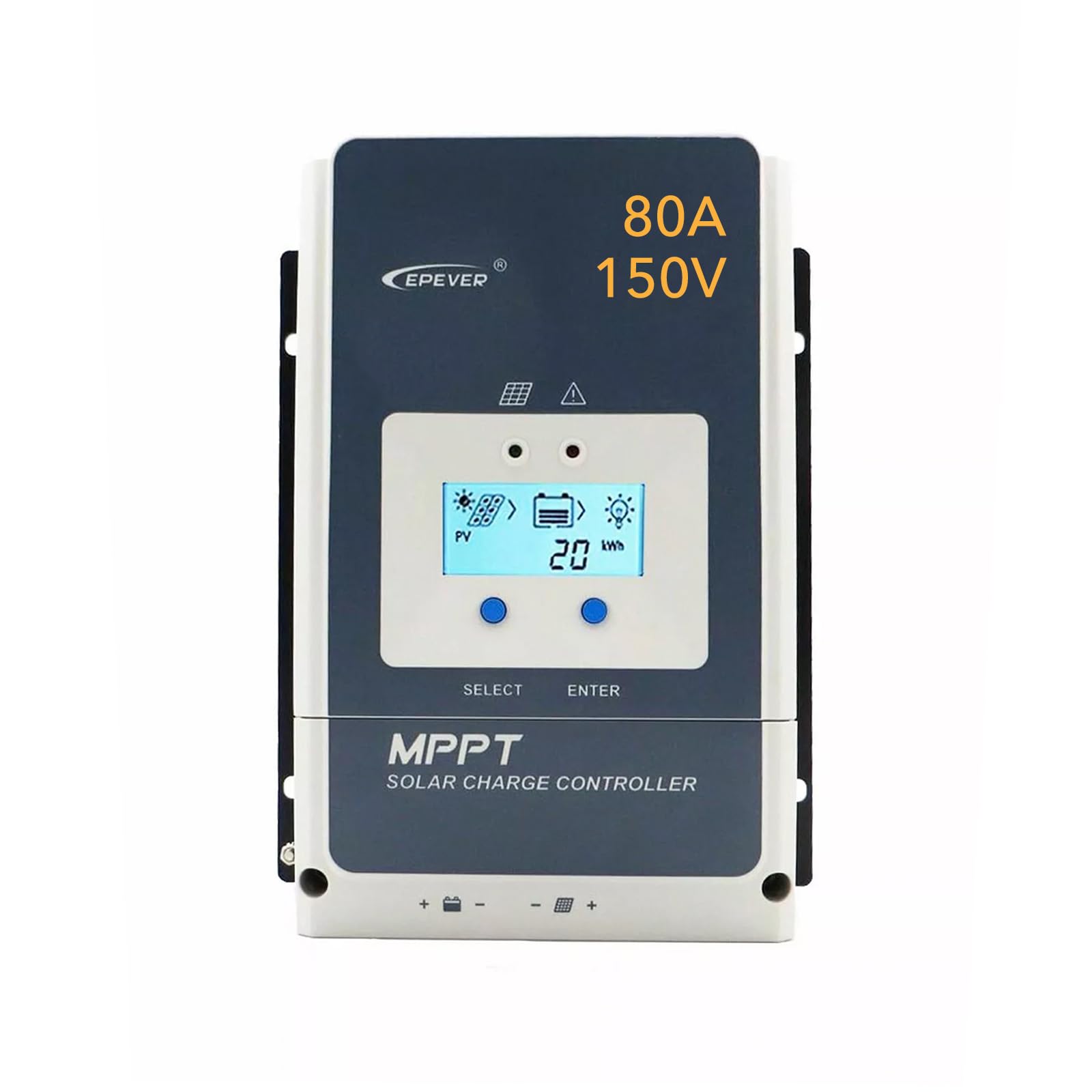EPEVER Tracer AN MPPT Laderegler régulateur de charge solaire 80A, PV150V, 12/24/36/48VDC travail automatique, écran LCD commen negative Erdung