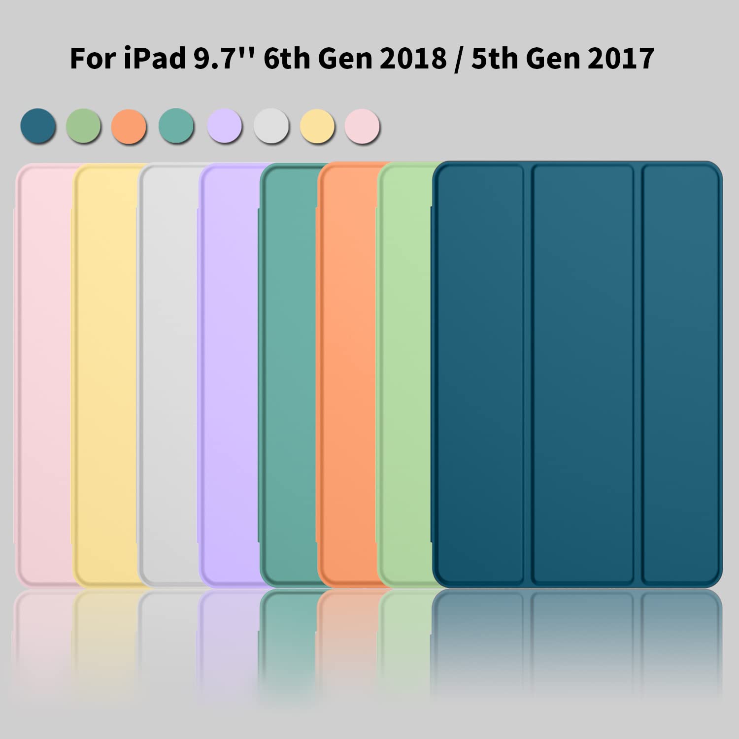 iMieet Etui na iPada 9.7 (model 2018/2017, 6./5. generacji), etui Smart Cover z uchwytem na ołówki i miękką silikonową ochroną tylnej części ciała dla niemowląt, osłona do automatycznego budzenia