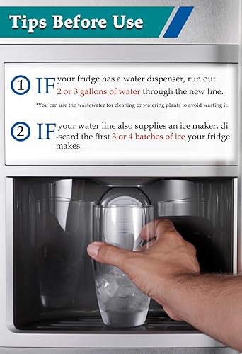 Miniatura 7 de Kit de línea de agua para refrigerador para máquina de hielo trenzada, manguera de líneas de suministro de agua Pex de 18 pies para caja de salida