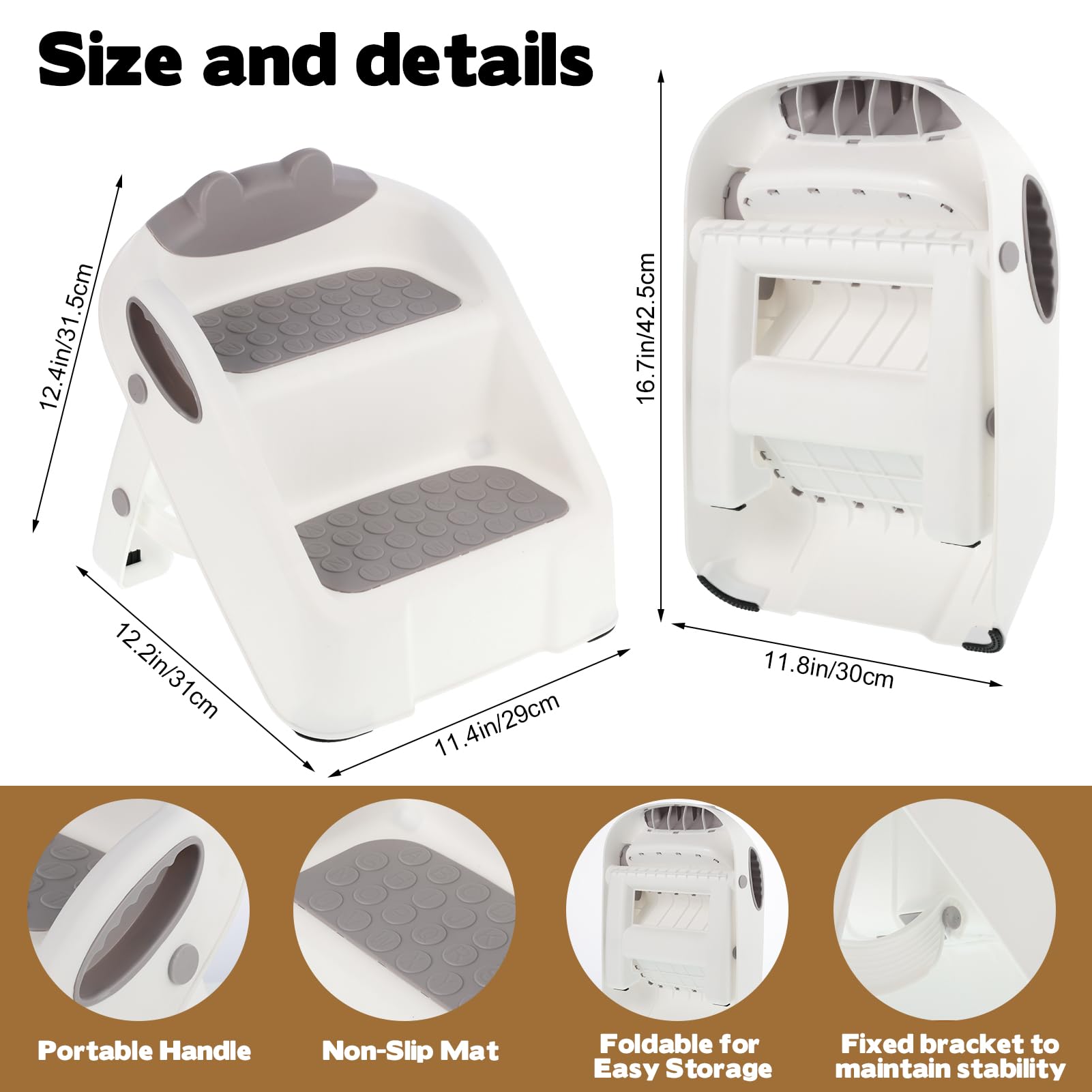 Rampe pour chat pour bac à litière, rampe en plastique blanc pour litière automatique, marches double couche avec pieds en caoutchouc antidérapants, marche pour chats de petite taille et âgés