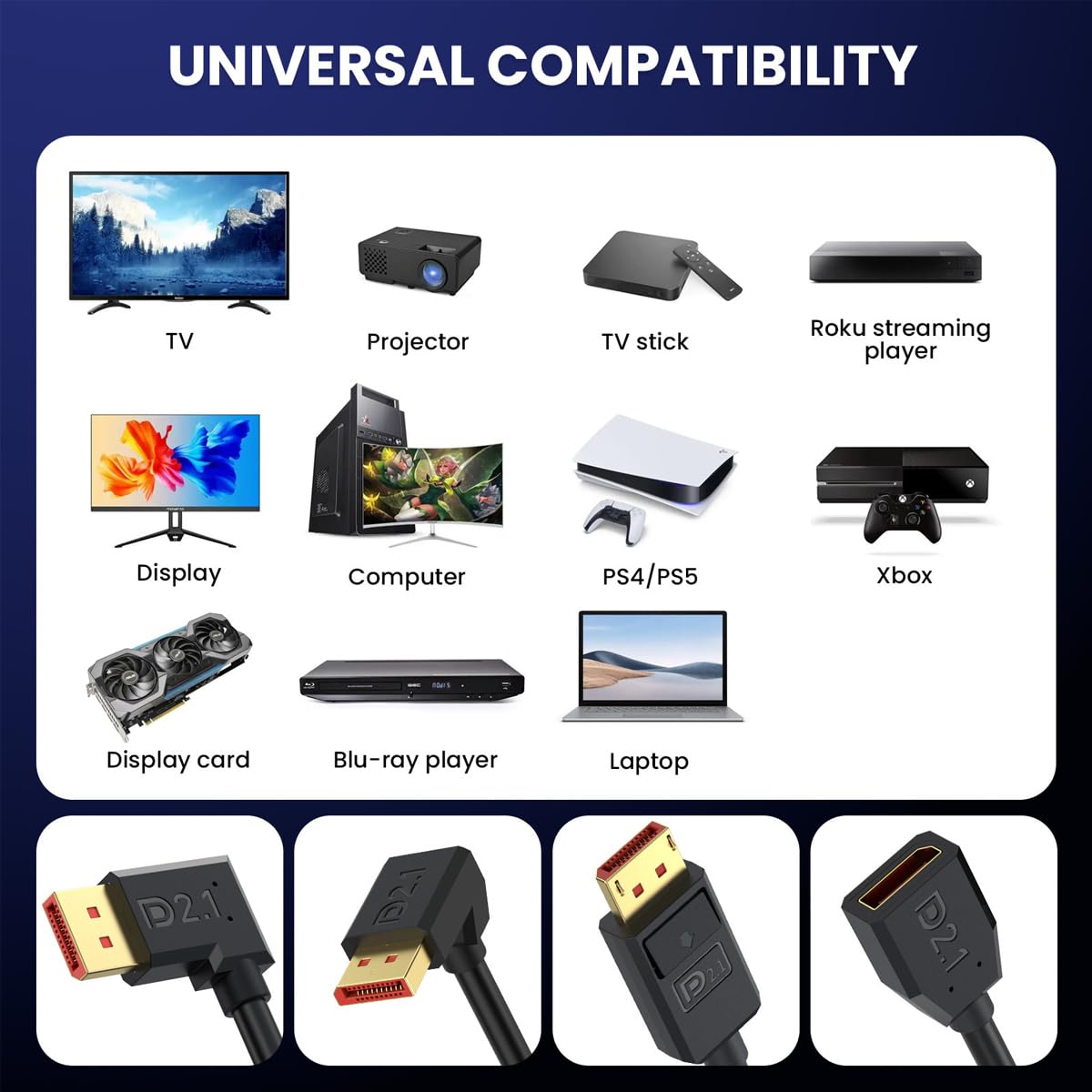 Cavo DisplayPort 8K Angolato 90° - Prolunga Maschio A Femmina, 30 Cm - Foto 10