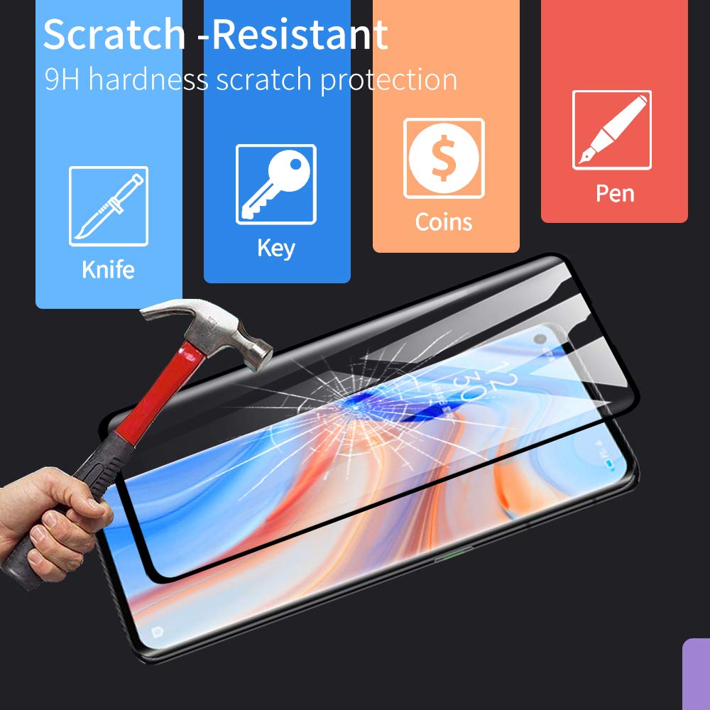 Topme 2 Pezzi Vetro Temperato Per OPPO Reno4 5G | Schermo Intero 6.43 Pollici | Durezza 9H E Anti-impronta