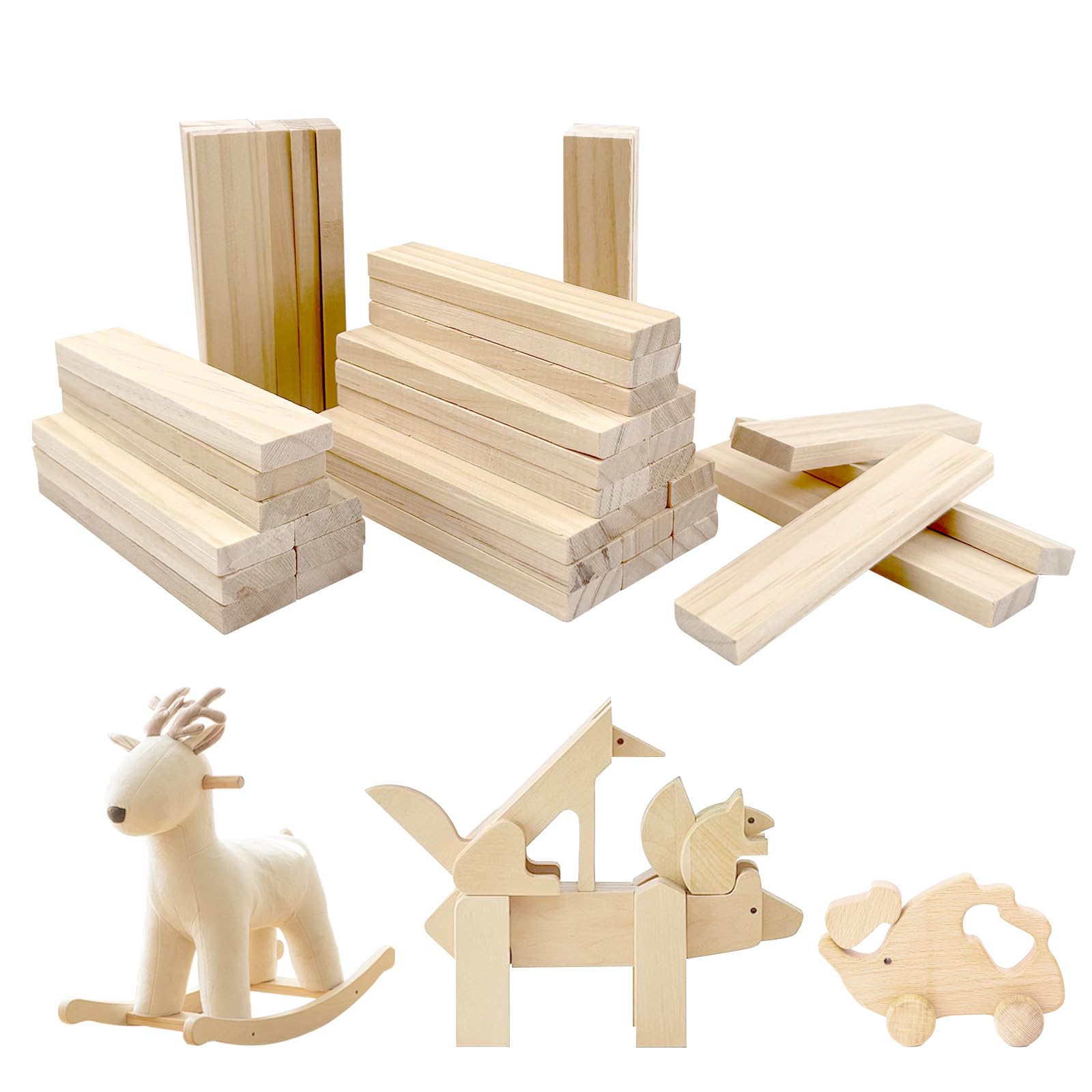 40 pièces blocs sculpture bois naturel