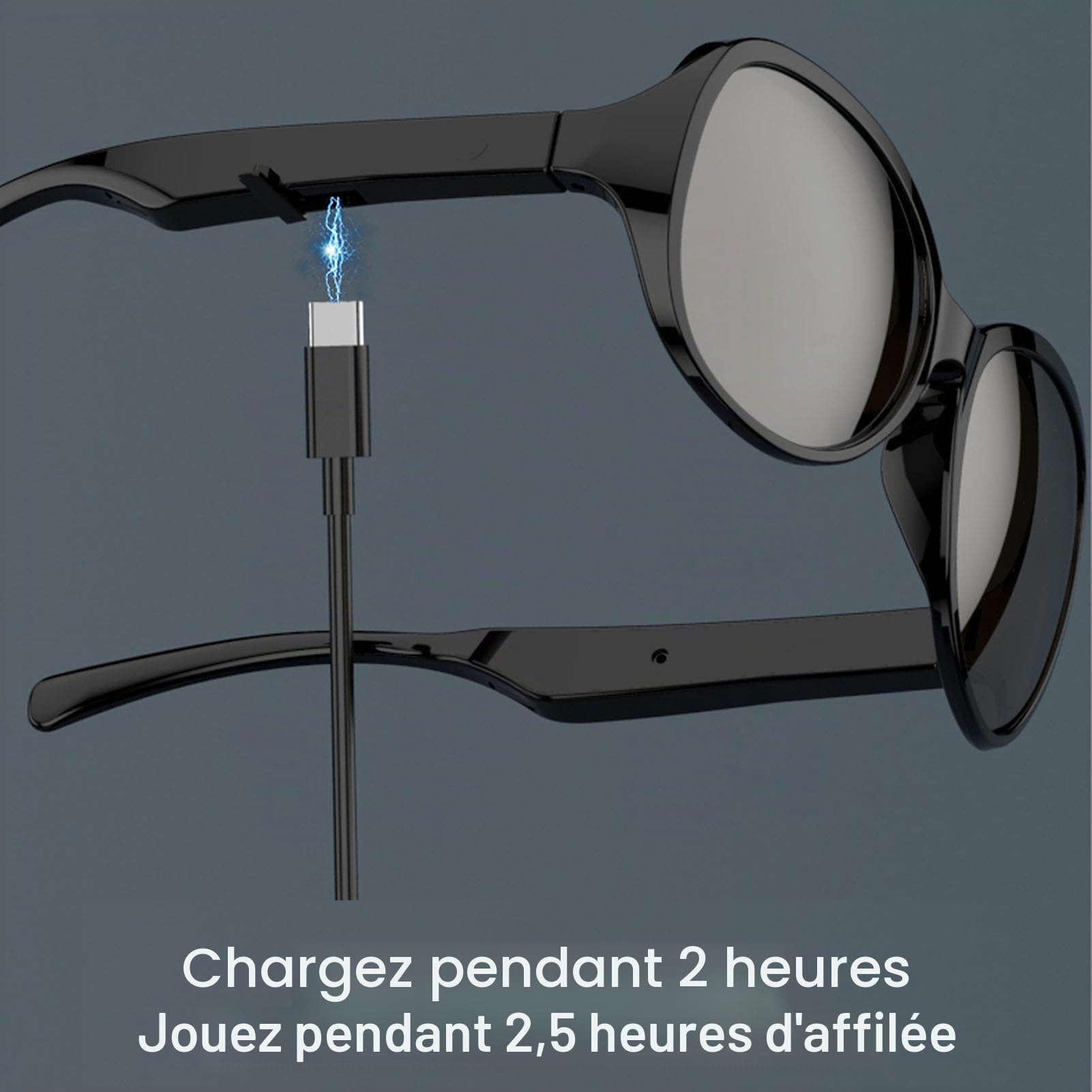 Goshyda AI Smart Bluetooth Lunettes de Soleil Casque sans Fil Lunettes de Soleil intégré Micro Double Haut-Parleur UV400 Hommes Femmes