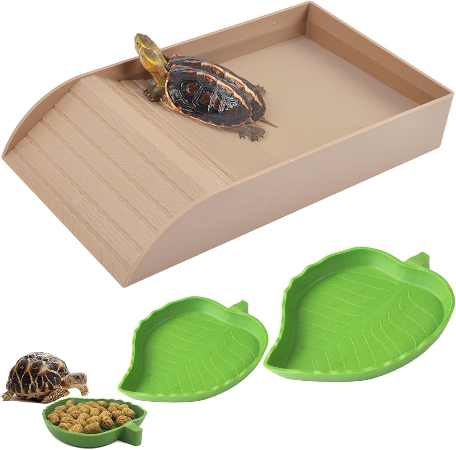 3pcs Tortoise Food Dish with Ramp and Basking Platform