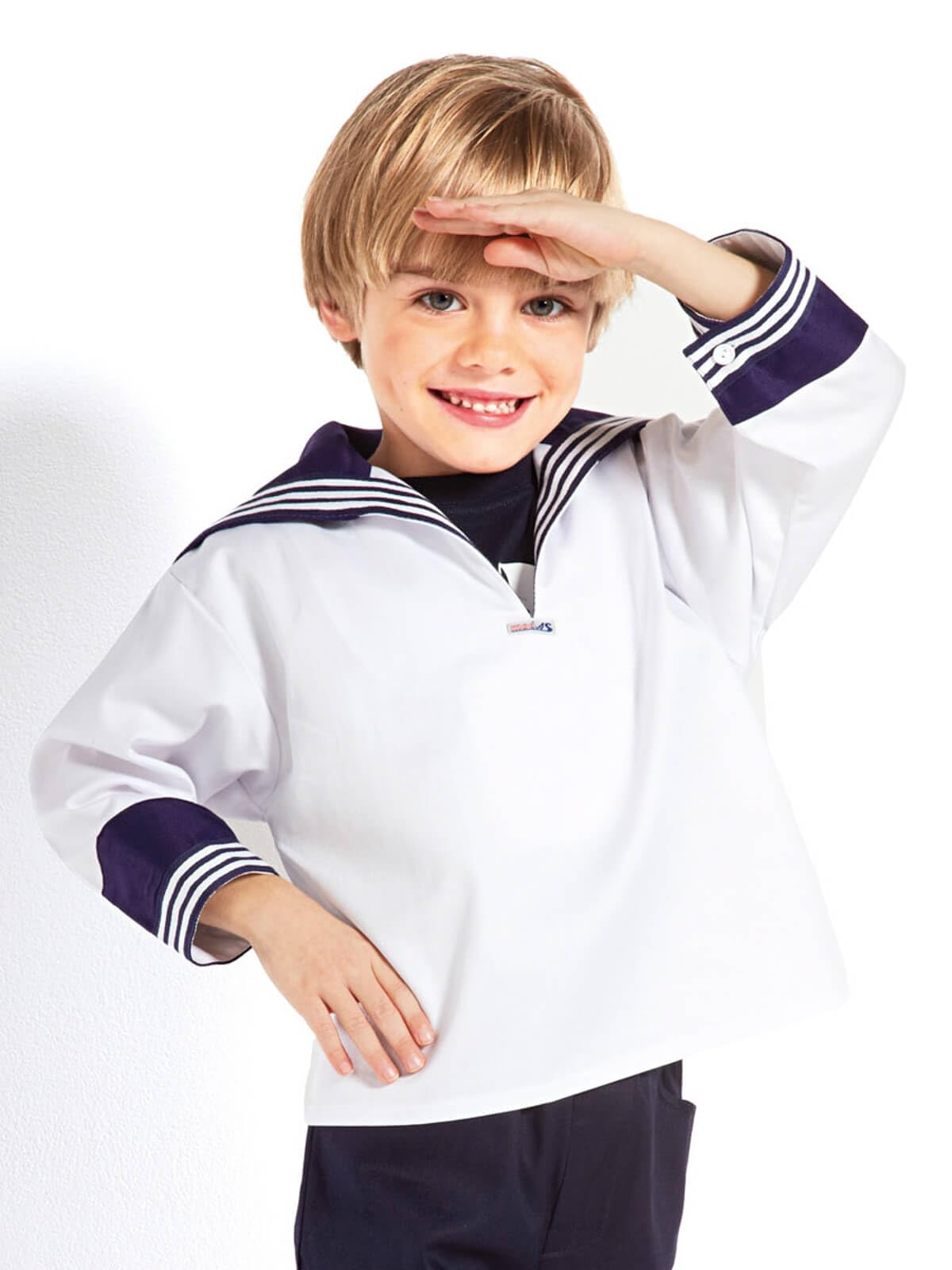modAS Kinder Unisex Matrosenhemd Klassisch - Maritimes Langarm-Hemd mit großem Kragen