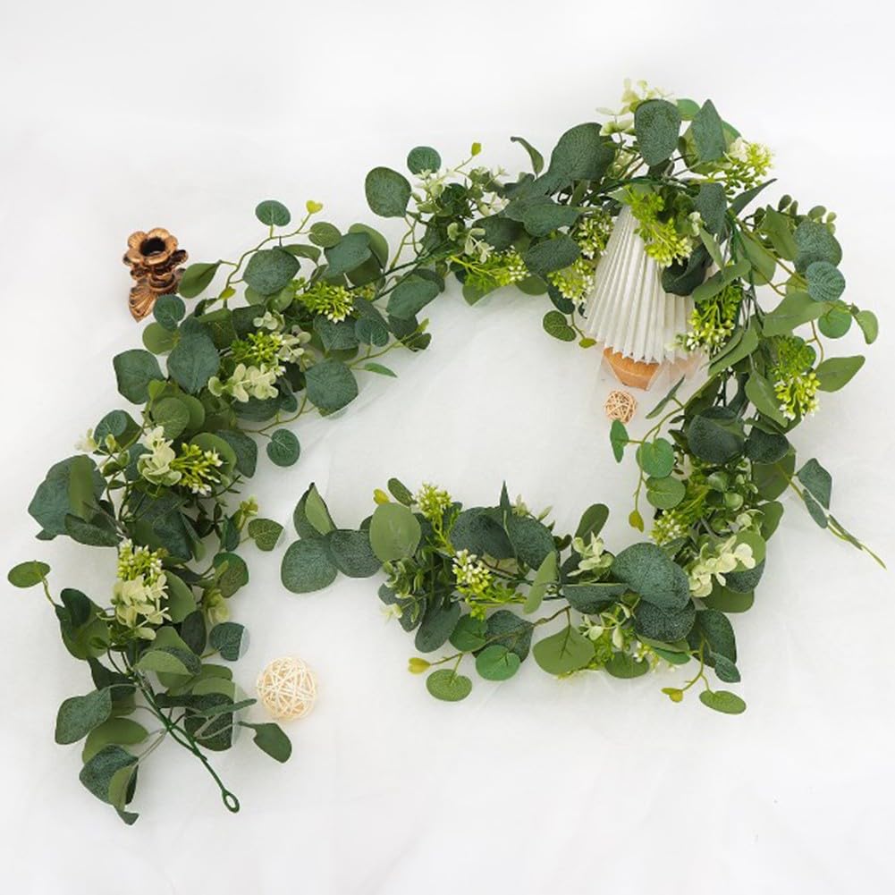 Künstliche Eukalyptus-Girlande, 2 Stück, 0,8 m, künstliche grüne Rebe für Hochzeit, Party, Heimdekoration, Wanddekoration