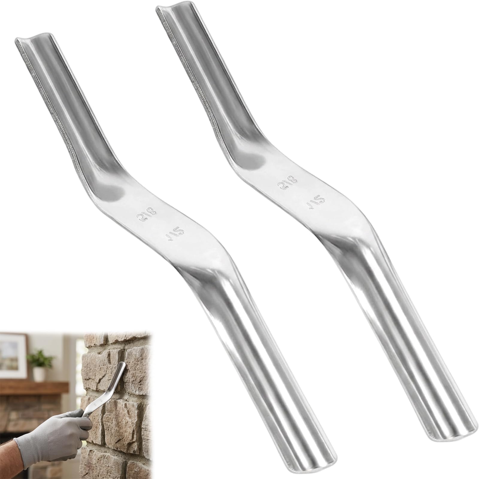2 PCS Brick Jointer，Double-Ended Pointing Tool, Professional Masonry Tools for Pointing and Smoothing Brick Joints,Marshalltown Trowel with 1/2" X 5/8" Size, Ideal for DIY and Mortar Finishing