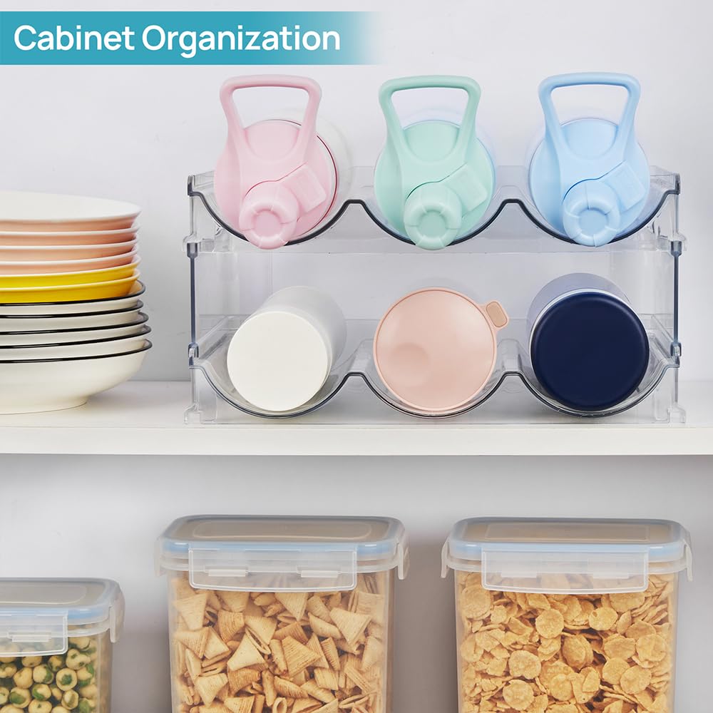 Zocipro Flessenhouder, kast, flessenopslag, stapelbaar voor koelkast/keuken, opbergkast, wijn/fles, flessenorganizer, 2-pack, elk rek heeft 3 containers