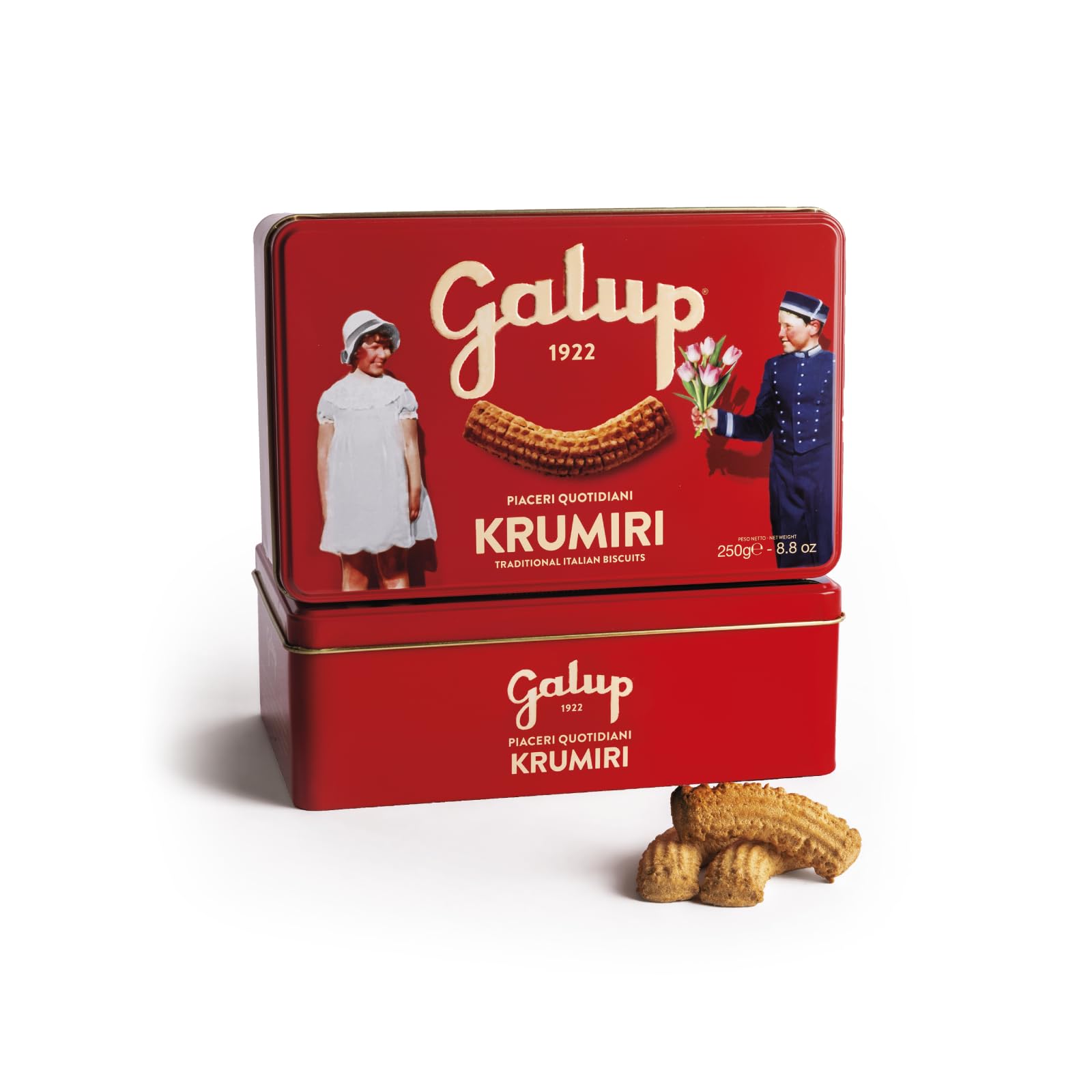 Galup Krumiri Piemontesi 250g in Latta Litografata - Biscotti al Burro e Uova Fresche - Frollini Tradizionali da Inzuppo per Colazione e Merenda - Elegante Confezione Regalo Vintage