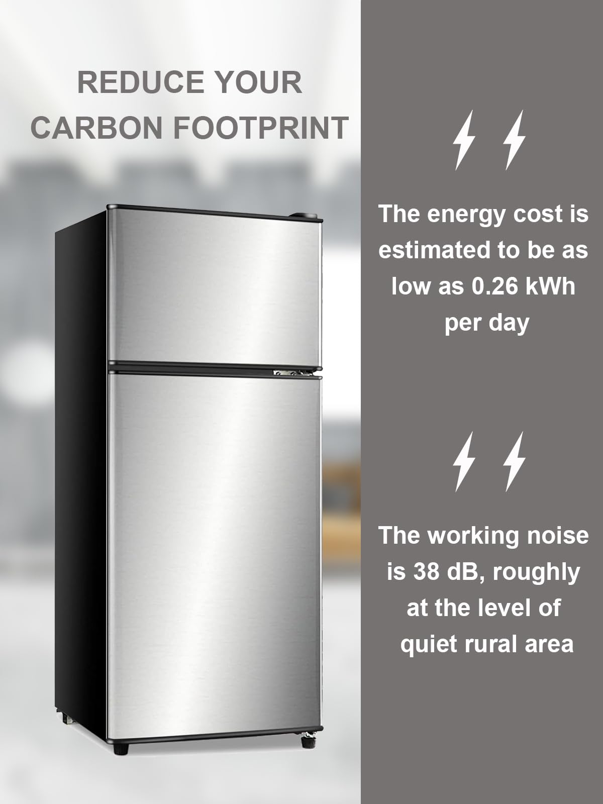Krib Bling Refrigerator With Freezer 3.8 Cu.Ft With 7 Level Adjustable Thermostat Control 2 Door Lock Fresh Energy Saving Top-Freezer Refrigerator For Office Dorm Apartment Silver on Fridge.com - View 5