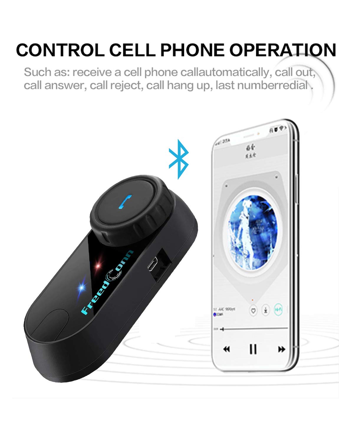 Motorcycle Helmet Intercom - 6 Riders Bluetooth 5.0 Headset, FM Radio, Music Share, Group Communication System - Buy Now! From Motorcycle Intercom - Price 38.84