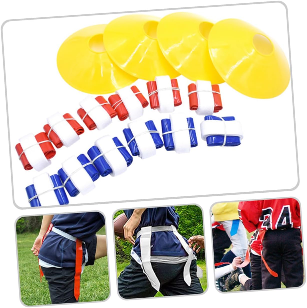 1Set Multi Use Football Waist Flag Set Belts Flags for Youth Rugby Games Outdoor Training Activities