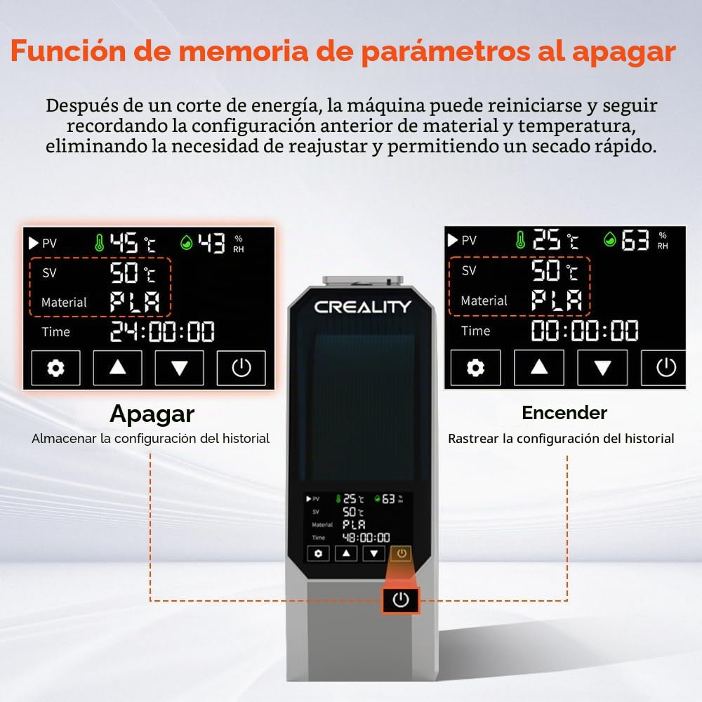 Creality Secador de filamentos oficial Space PI, impresora 3D, caja secadora de filamentos con calefacción de aire caliente PTC 360°, caja de almacenamiento de deshidratador de filamentos para PLA ABS