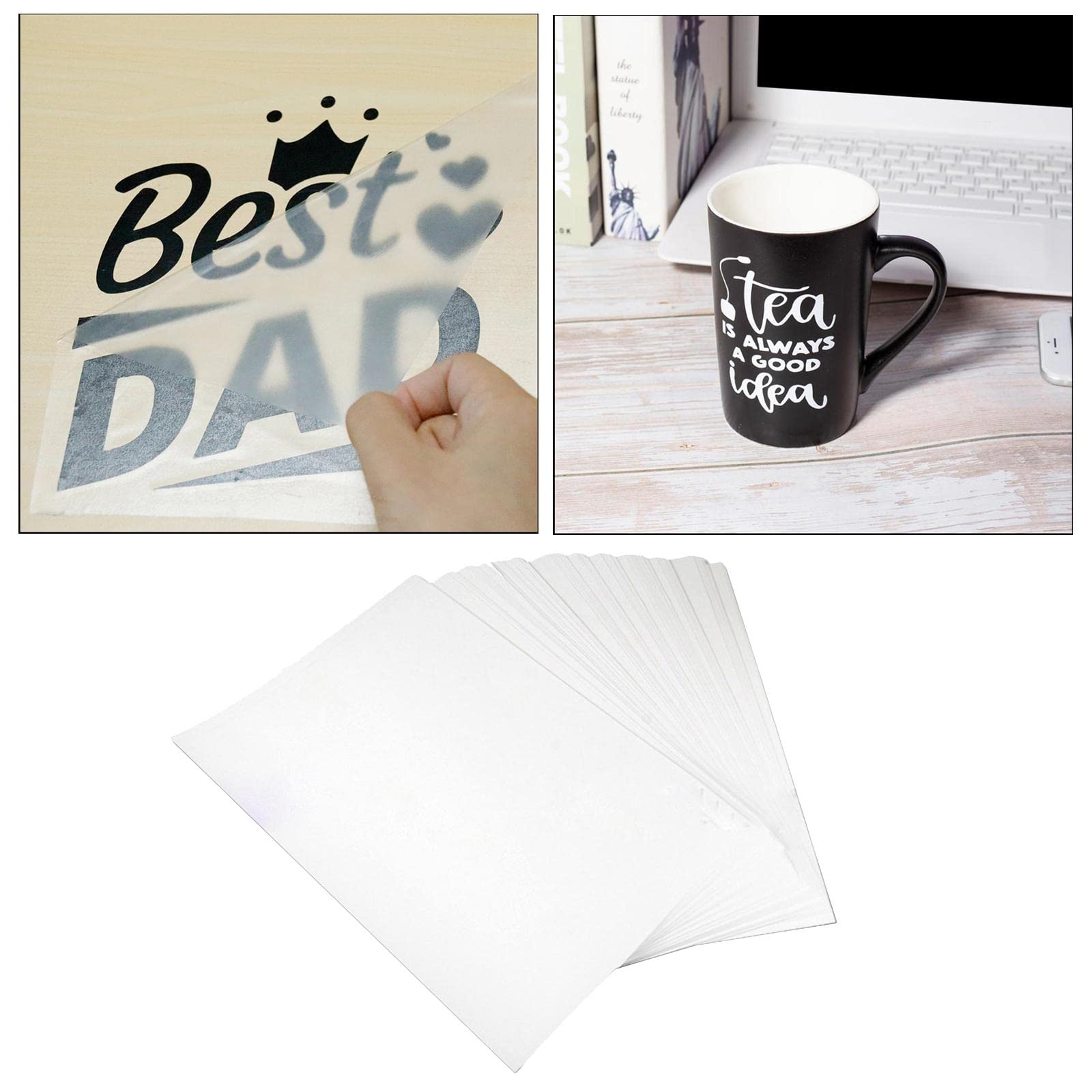 MagiDeal Papel de Transferencia de en para Tela Oscura Clara Blanca, Blanco 100 Piezas, Individual