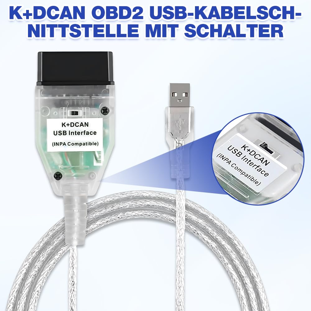 Kabel K+Dcan, narzędzia diagnostyczne NAVESO System silnika ODB2 z przełącznikiem, kabel K DCAN z CD, funkcje odczytu i resetowania błędów