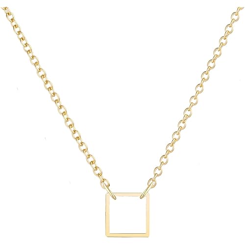 DeScount Gold Dainty Geometric Pendant Necklace,Simple Minimalist Triangle,Circle,Square,Bar,Star Necklace,Layering Pendant Necklaces for Women