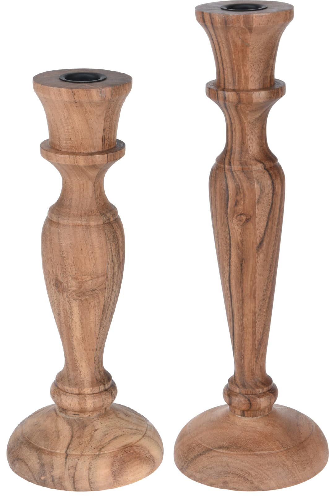Set of 2 Wooden Candlestick Holders – Rustic Wood Taper Candle Holders for Home Decor, Mantel, Dining Table, Living Room & Centrepieces