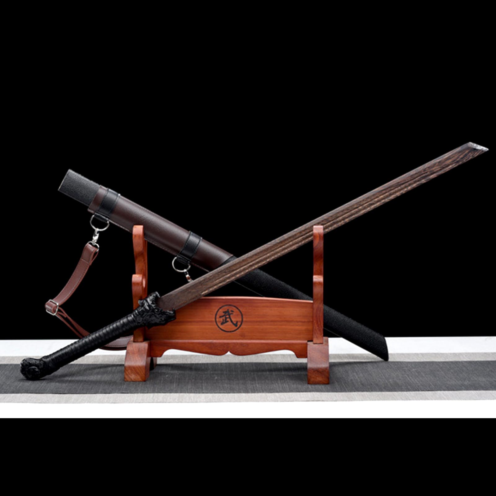 Espadas Rectas Hechas a Mano de 107 cm,Espada samurái de Palisandro Natural,Espada de Entrenamiento Katana de Madera para Regalos,exhibiciones,Cosplay,Artes Marciales,decoración