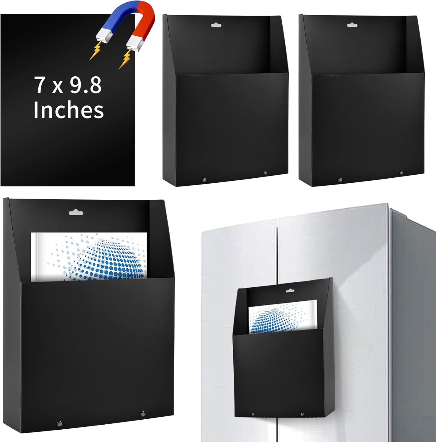 WANGDEFA 3 Pack Black File Holder Paper Holder with