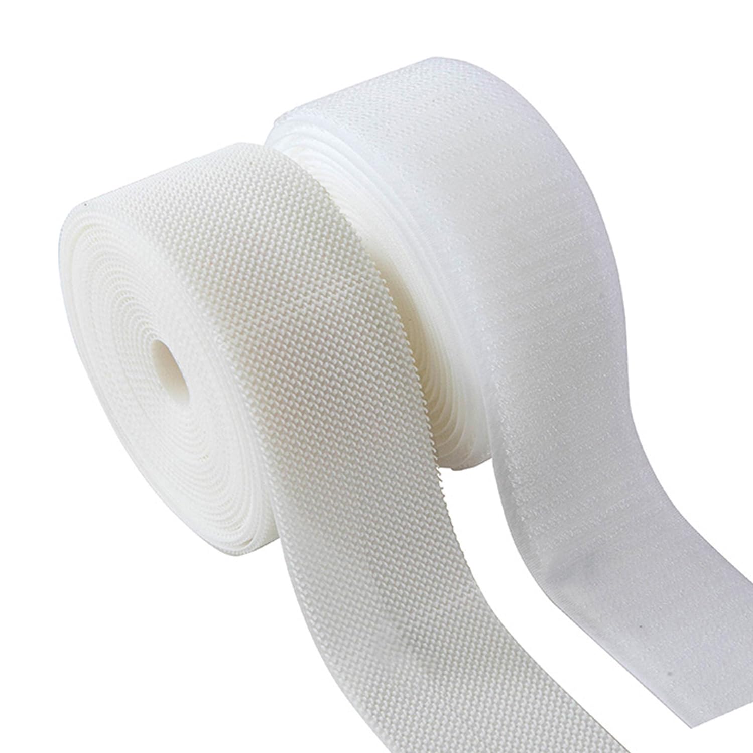 Sew on Hook and Loop Strips 50mm (2 inch) | Easy to Sew | Excellent Grip | Non-Adhesive Back Nylon Strips Fabric Fastener for Clothing Sewing Crafts and DIY Projects, White, 3 Yards
