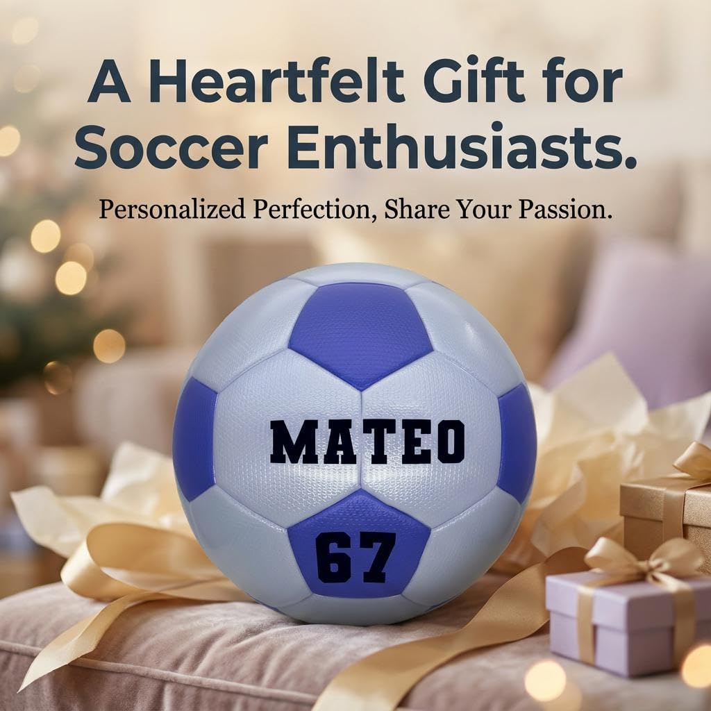 Personalized Soccer Ball Custom with Name – Official Size 5 – Unique Gifts for Soccer Ball Players, Teams, Coaches, Birthdays & Events