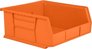 Hudson Exchange 11" x 11" x 5" Plastic Stackable Storage Bin and Hanging Container (Orange, 1 Pack)