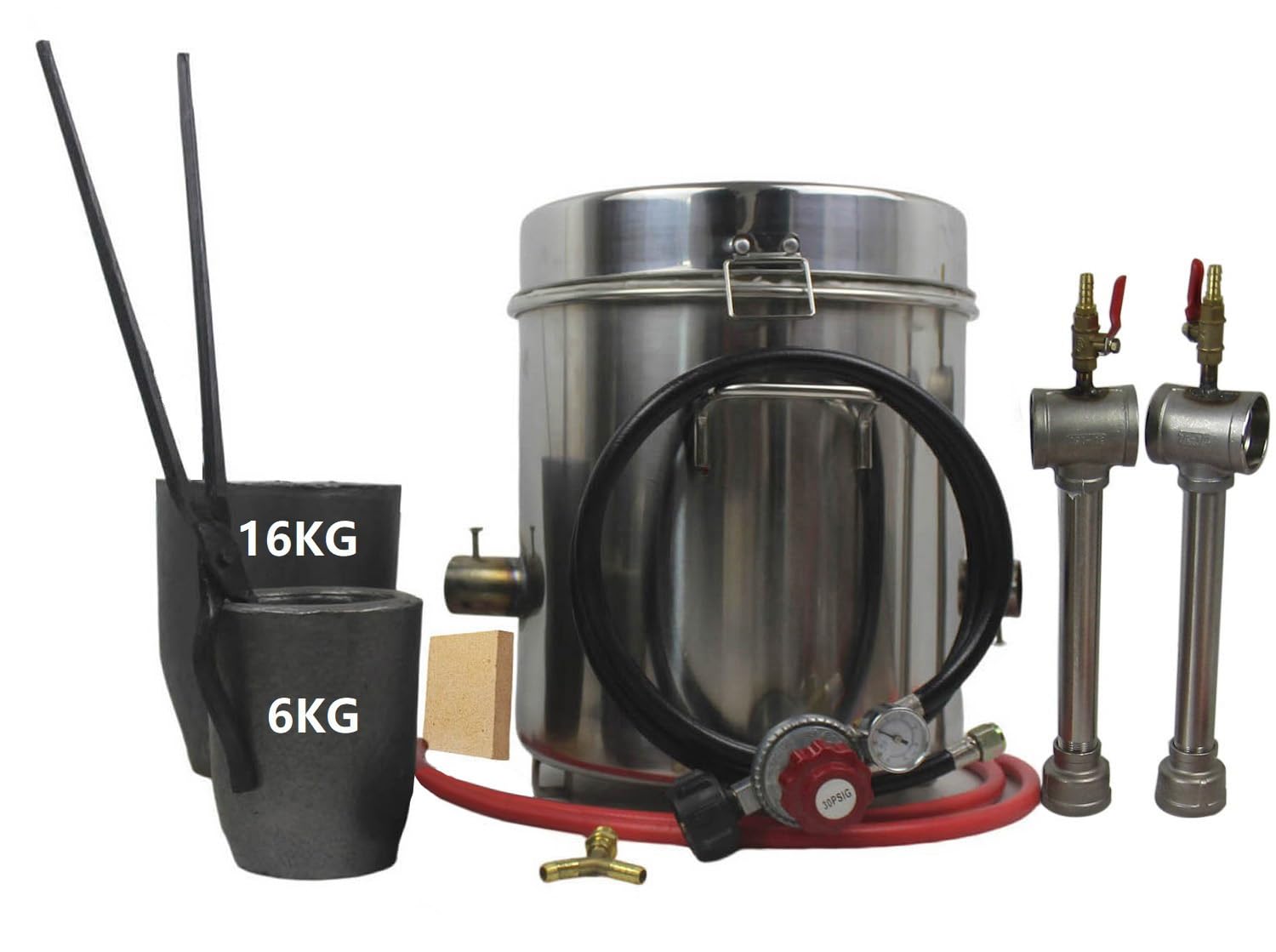 16KG Large Metal Melting Furnace Dual Burner with Graphite Crucibles(16KG&6KG), Foundry Home Kiln Smelting Furnace Kit with Casting Tools for Refining Recycle Brass Gold Silver