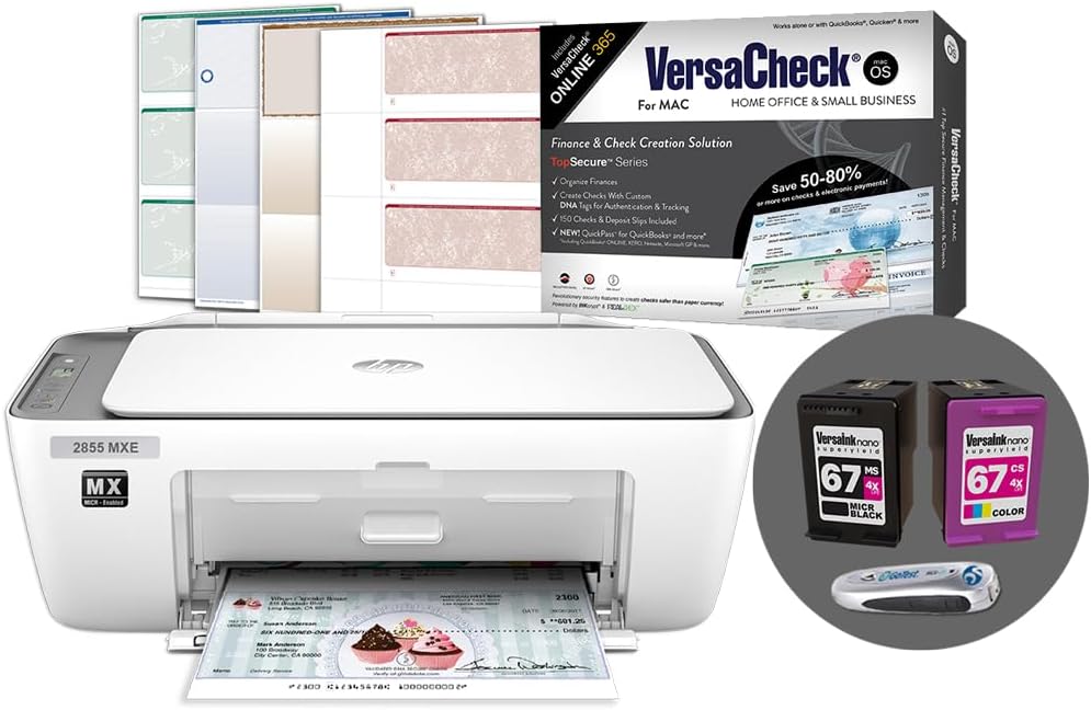 VersaCheck 2855 MXE MICR All-in-One Color Check Printer for MAC Check Printing Software Bundle