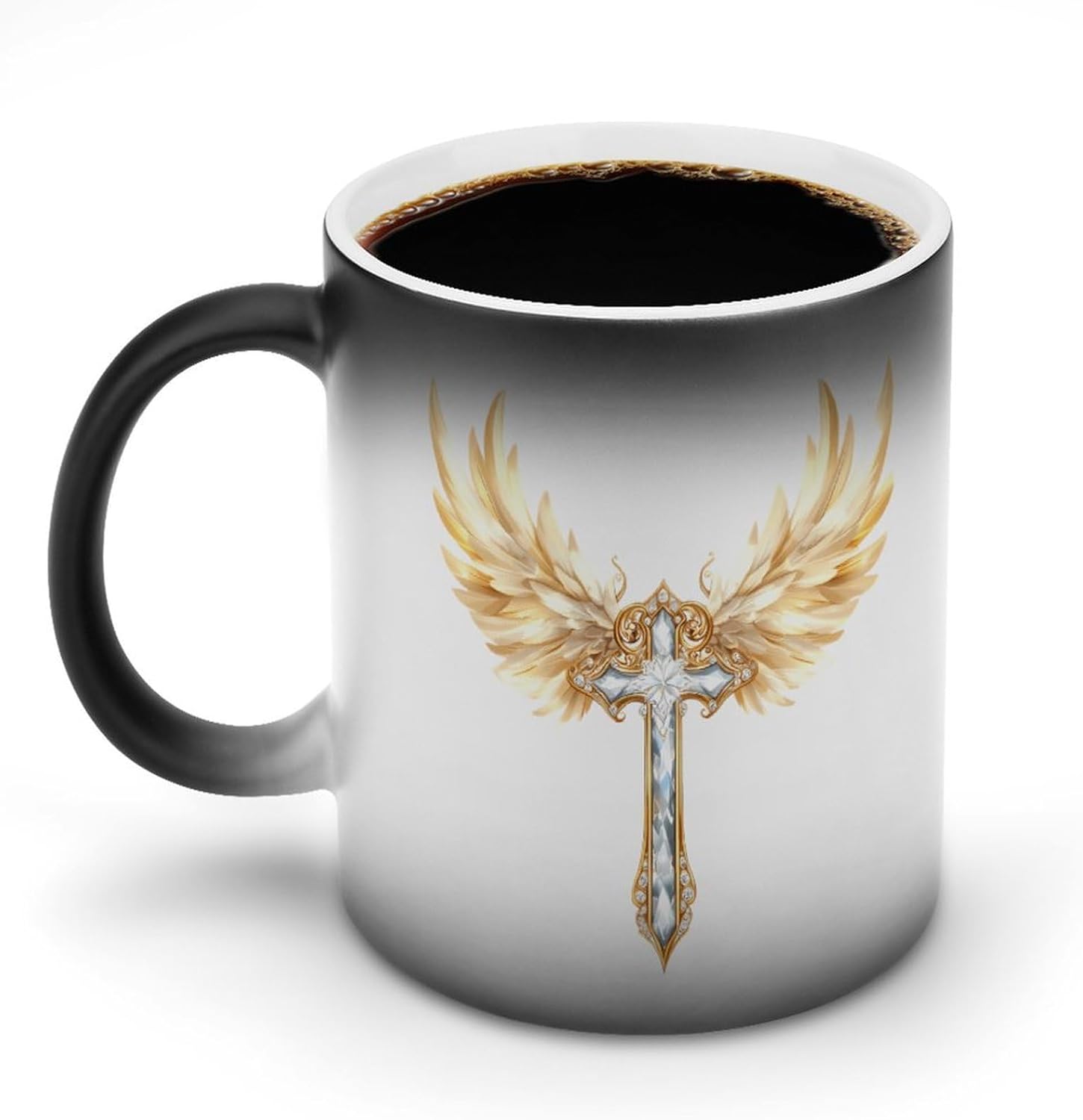 Diamond with Wings Funny Color Changing Coffee Mug Ceramic Magic Cup Personalized Discoloration Tea Mugs