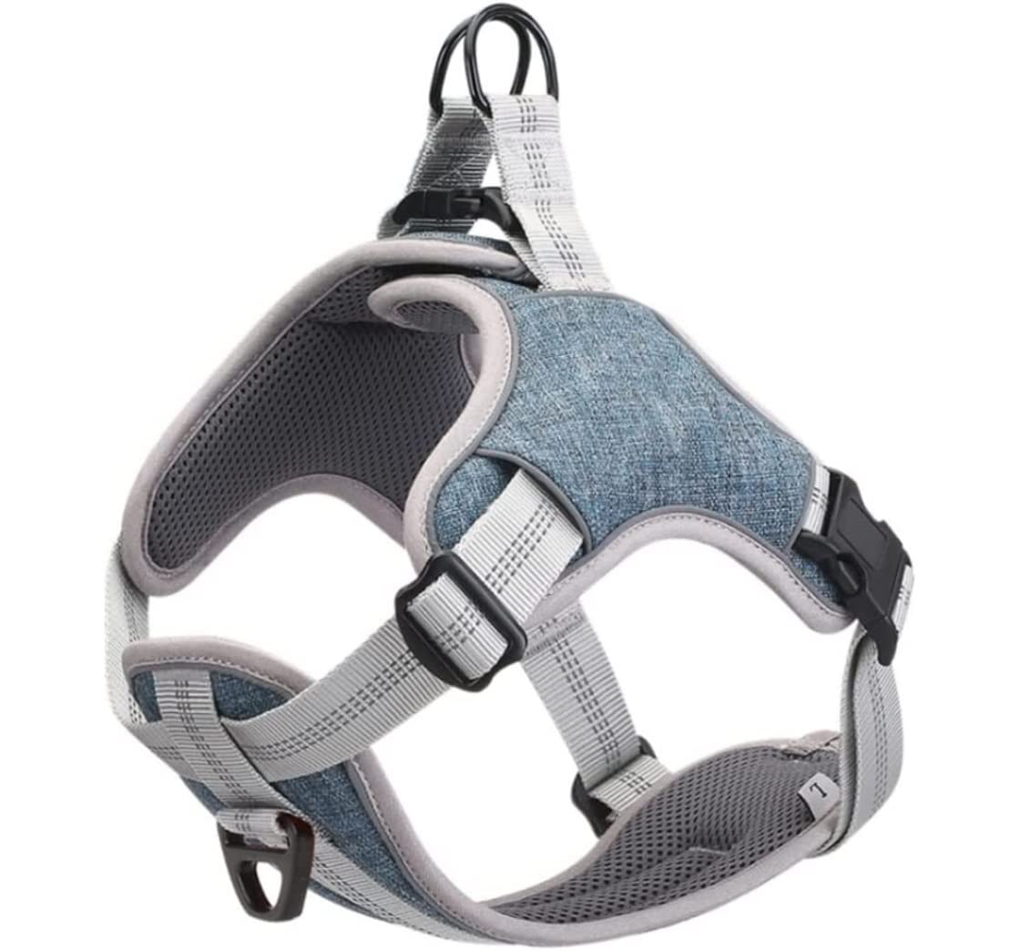 Morbido Guinzaglio Per Cani Pettorina Per Cani In Nylon Ripstop Gilet Riflettente Regolabile Collare Per Materiale Morbido Piccoli E Grandi Antiscivolo Flexi(Blue,40-50cm)