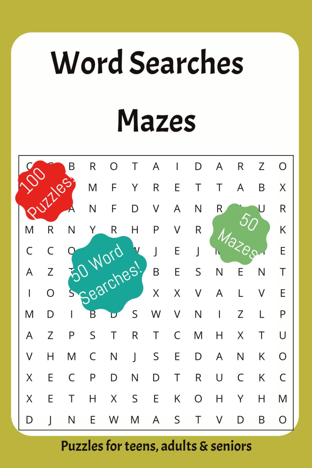 Word Search And Maze Book: Word Searches with Easy To Read Print & Mazes with Moderate Difficulty|. 6x9 Inches, 200 Pages| 100 Puzzles | Gift for Vacations, Game Night, Holiday