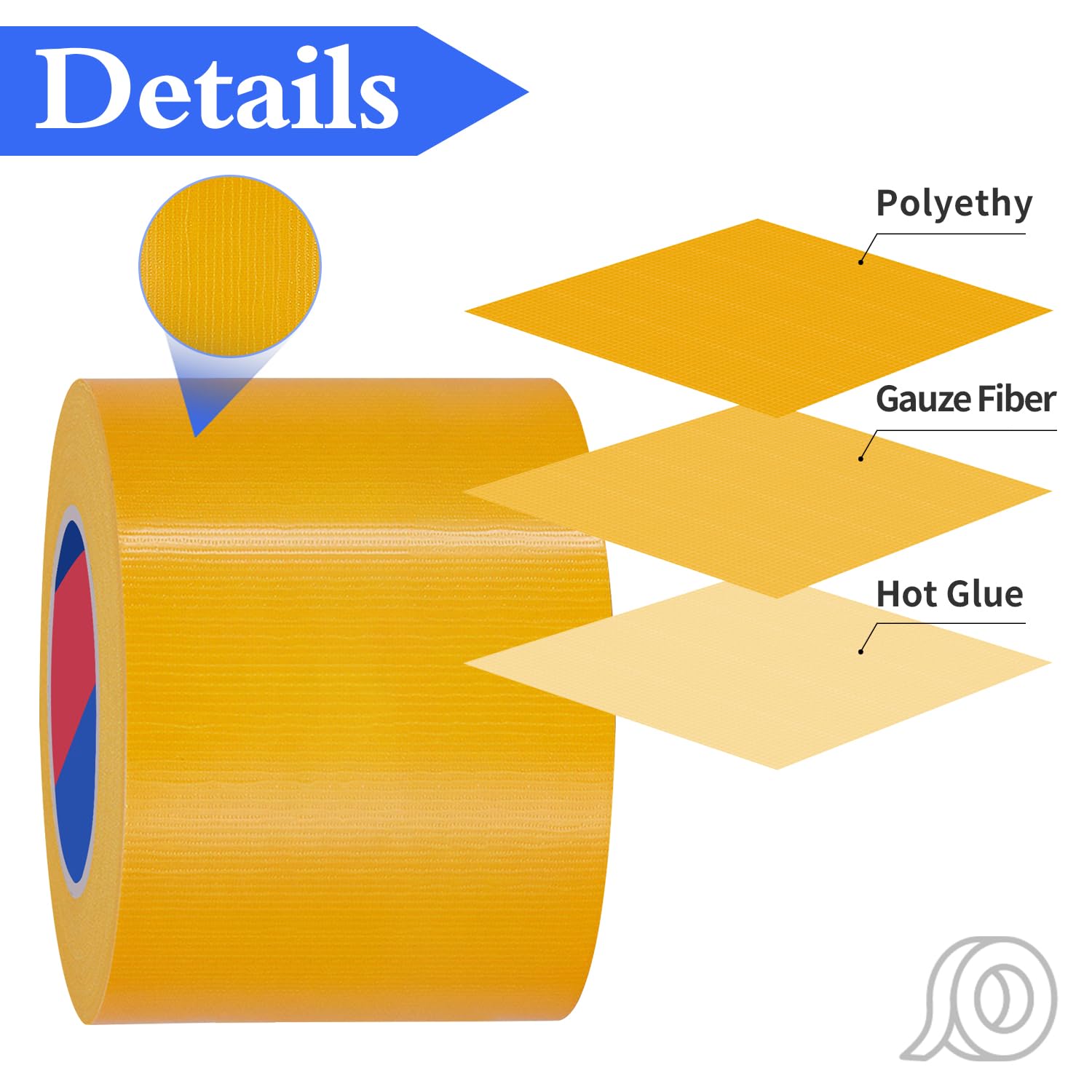 Duccinp Duct Tape 10 cm x 50 m Heavy Duty, No Residue, Tear by Hand & Waterproof Yellow Duct Tape - Image 3