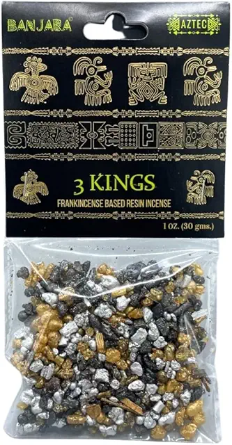 Incienso Tres Reyes Resina Banjara Natural - 30g Hecho en India