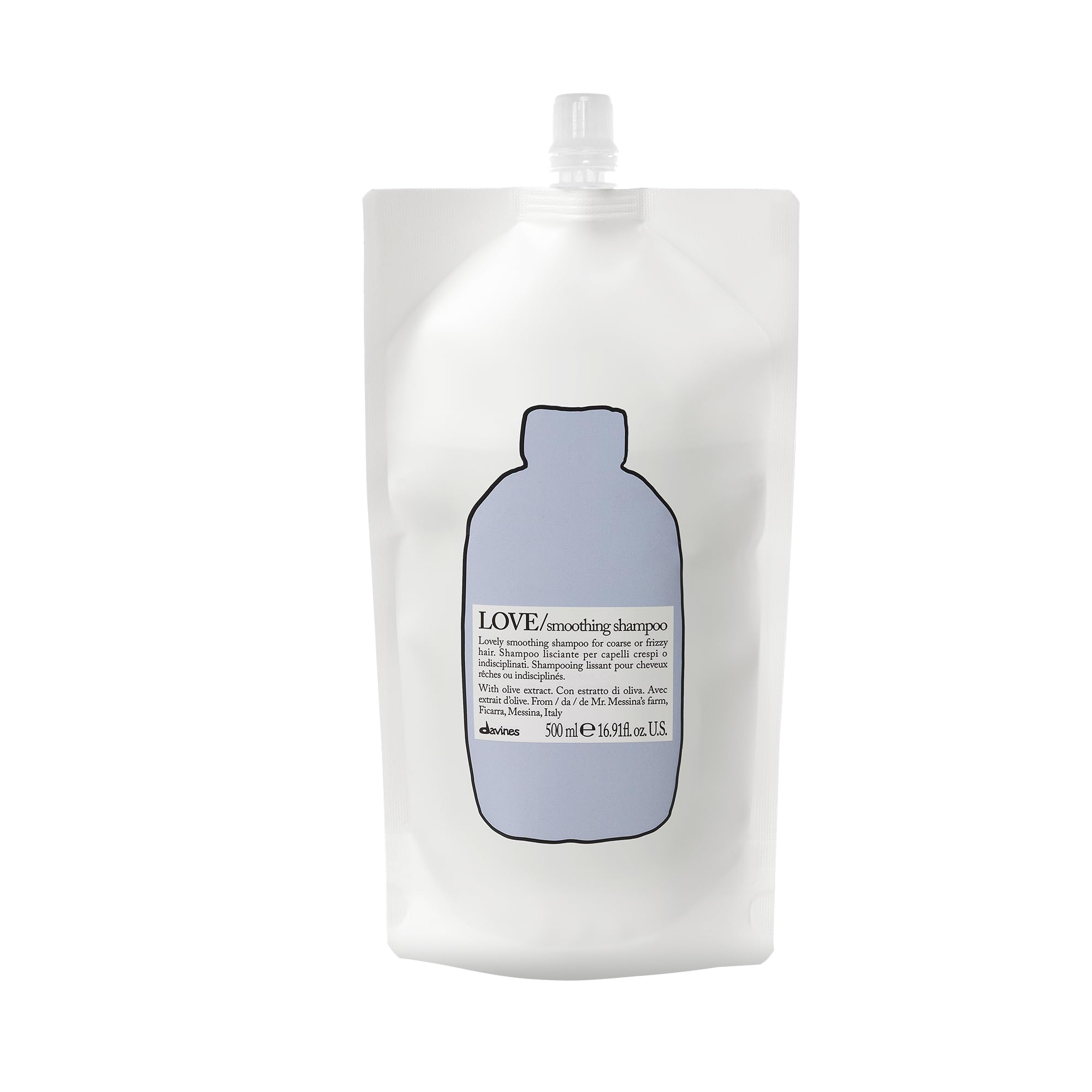 Davines LOVE Smoothing Shampoo, Taming Anti-Frizz Gentle Cleansing Action for Wavy, Unruly, Coarse Hair - Gives Shine, Elasticity, Softness, and a Sleek Smooth Look with Olive Extract, 16.9 Fl Oz