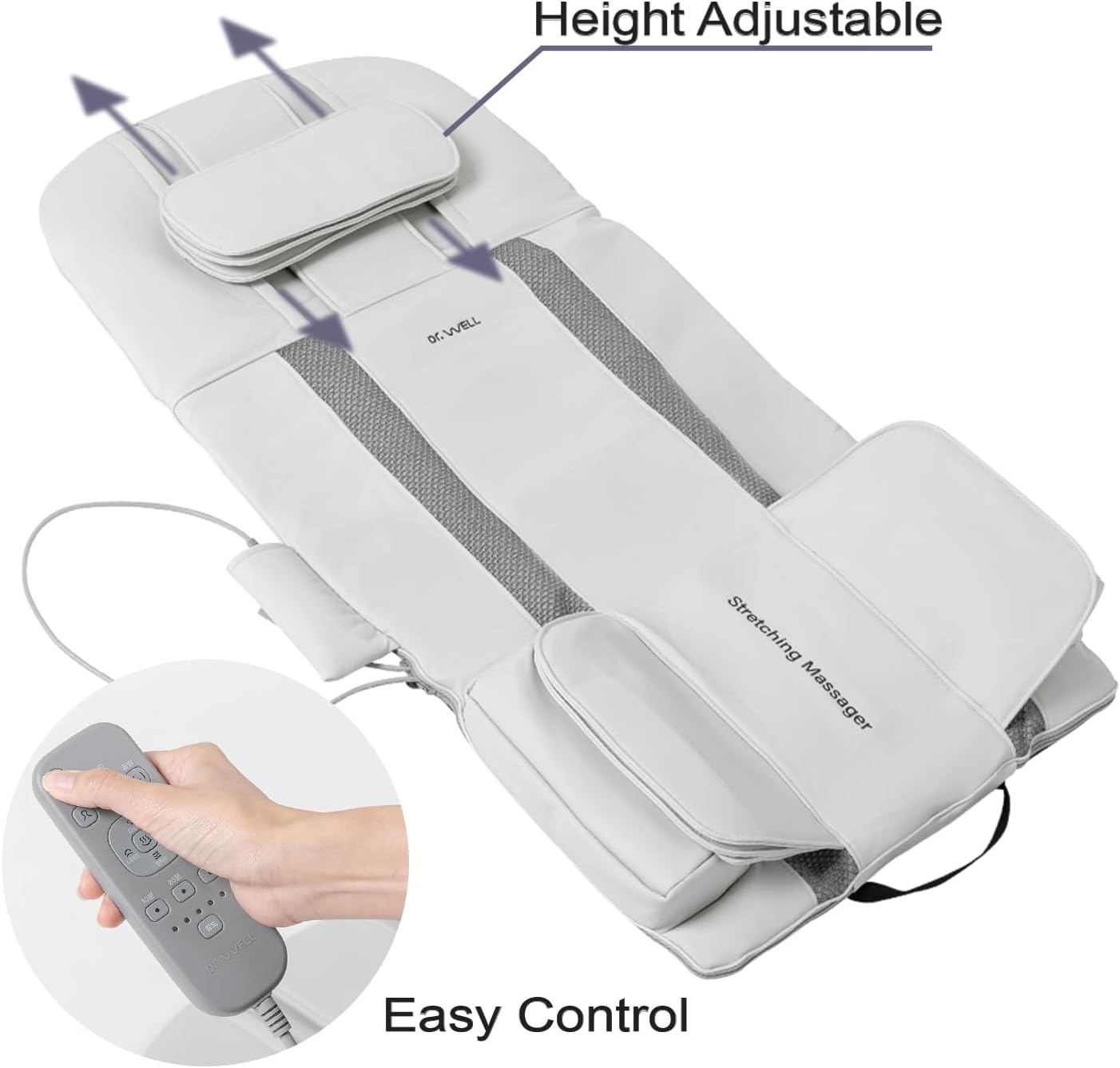 DR. WELL 2026 New, Full Body Stretching Massage Mat 3D Lumbar - Neck, Back, Waist, Hip Relaxation. 26 Powerful Air Cells, 7 Massage Modes & 5 Intensities Levels. Foldable & Portable Mattress.