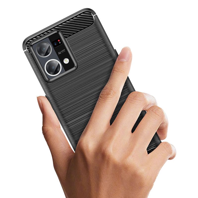 Image of Hybrid Carbon Fiber Back Case for Oppo F21 Pro 4G (Black)