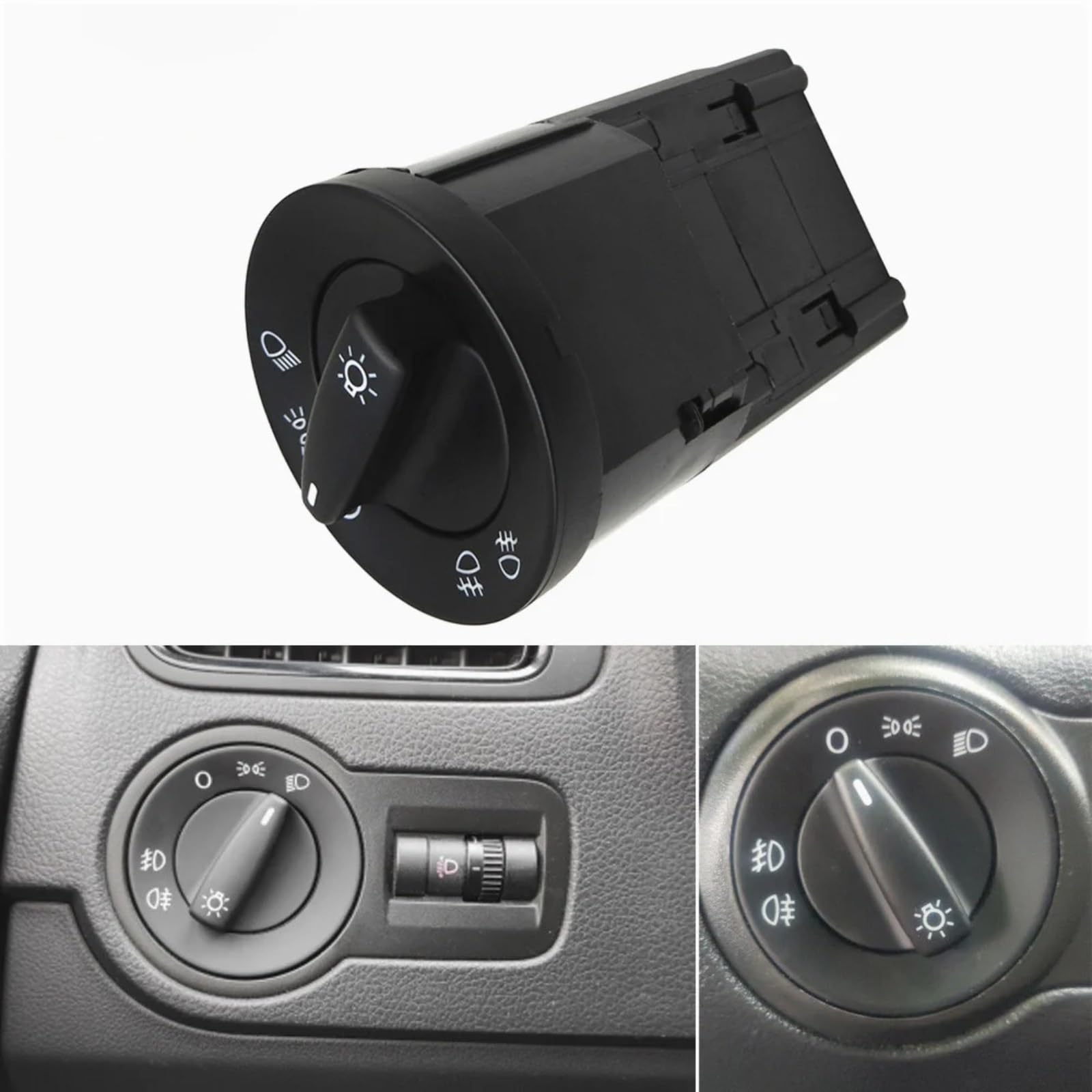 Kompatibel Mit Skoda Für Roomster Für Praktik Für 5J 2007 2008 2009 2010 2011 2012 2013 2014 Scheinwerfer Integrierte Schalter Knopf OEM: 5JD941531 Auto-Hauptlichtschalter