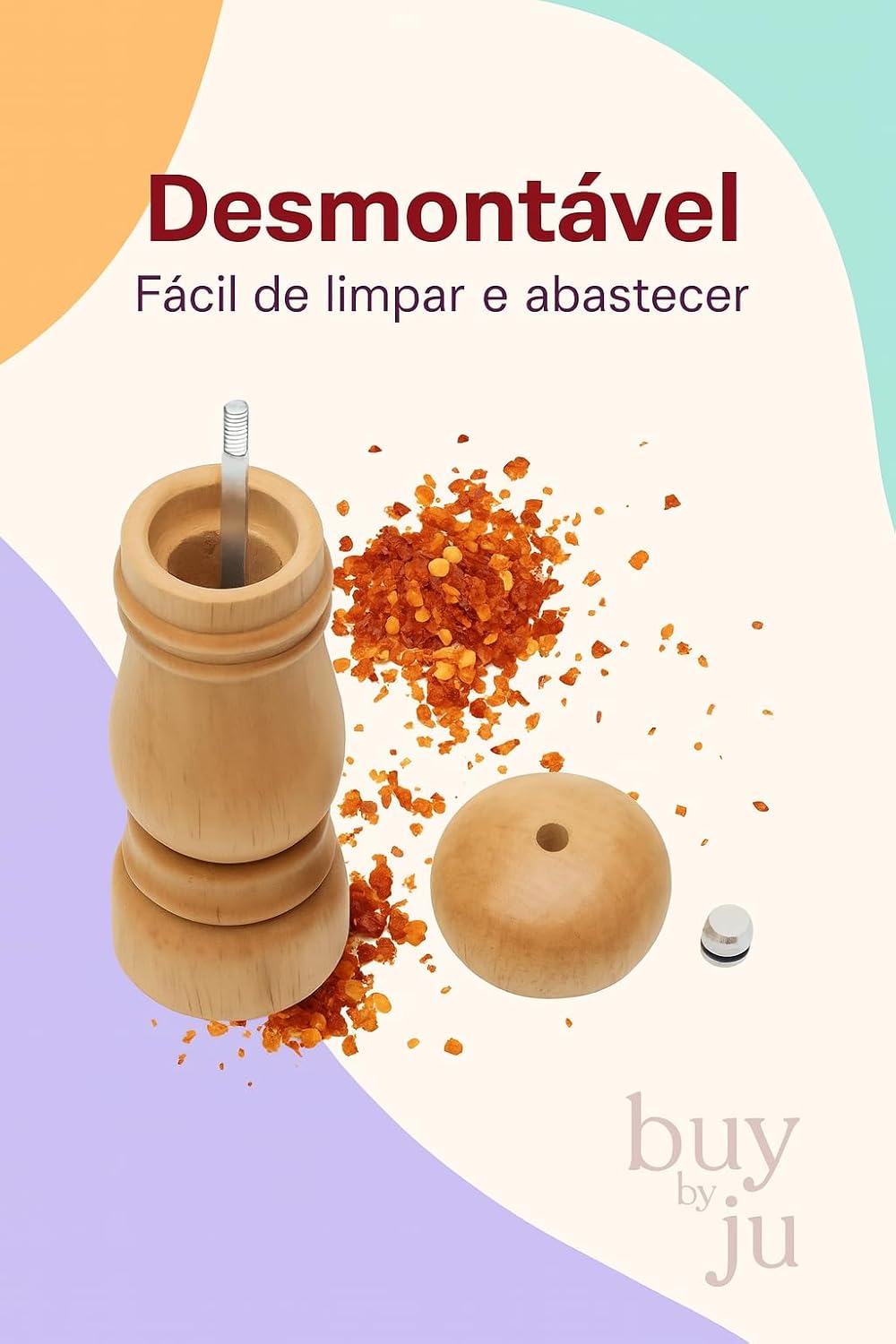 Moedor de Pimenta e Sal em Madeira Nobre, Moedor Manual com Mecanismo de Cerâmica e Pino Regulador para Sal Grosso Pimenta do Reino e Temperos Design Rústico Ideal Cozinha Gourmet Premium – Buy by Ju