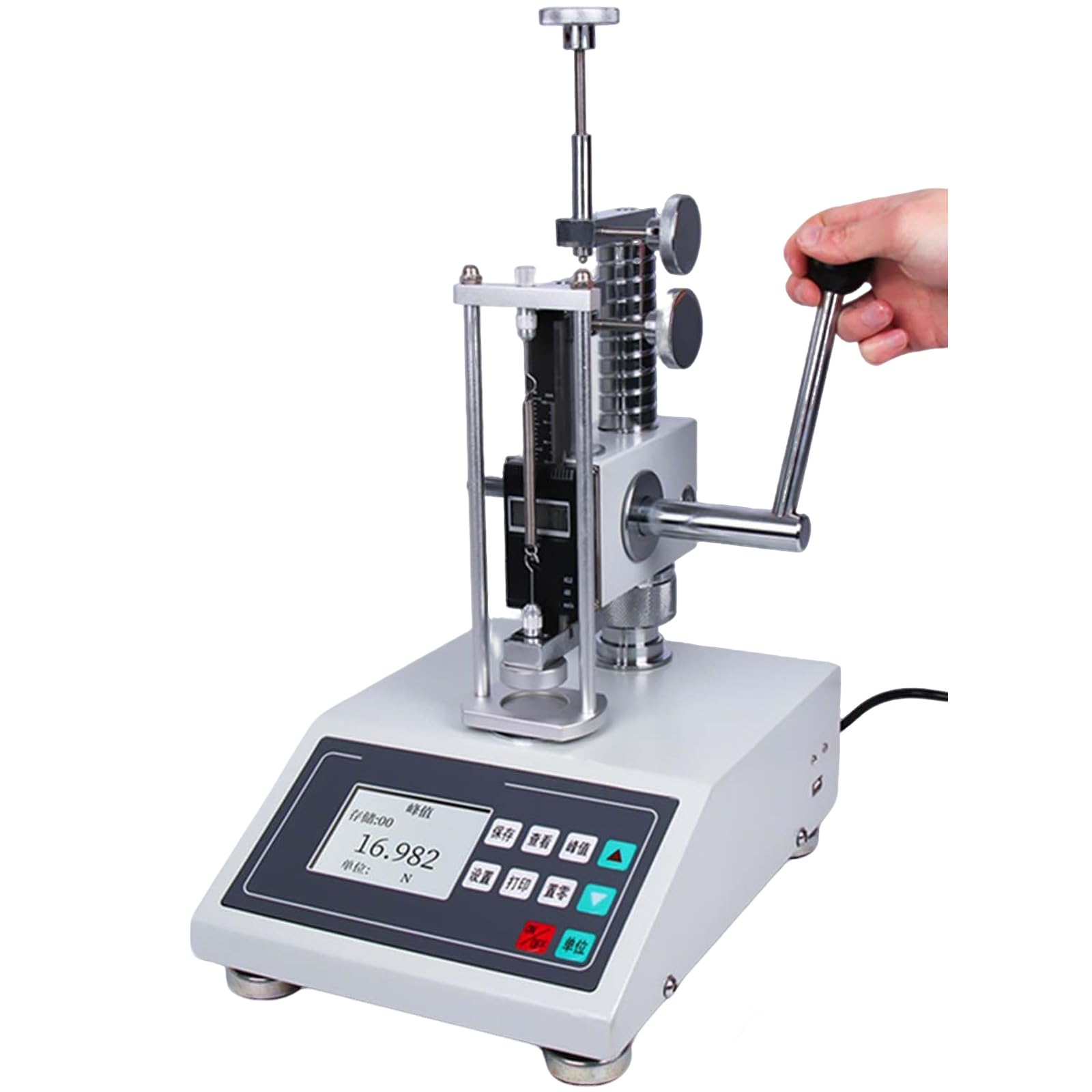 Probador digital de resorte, medidor de fuerza de alta precisión con pantalla LCD, medición multiunidad N/kg/Lb, en tiempo real, modos de pico y pico automático para uso mecánico y de laboratorio
