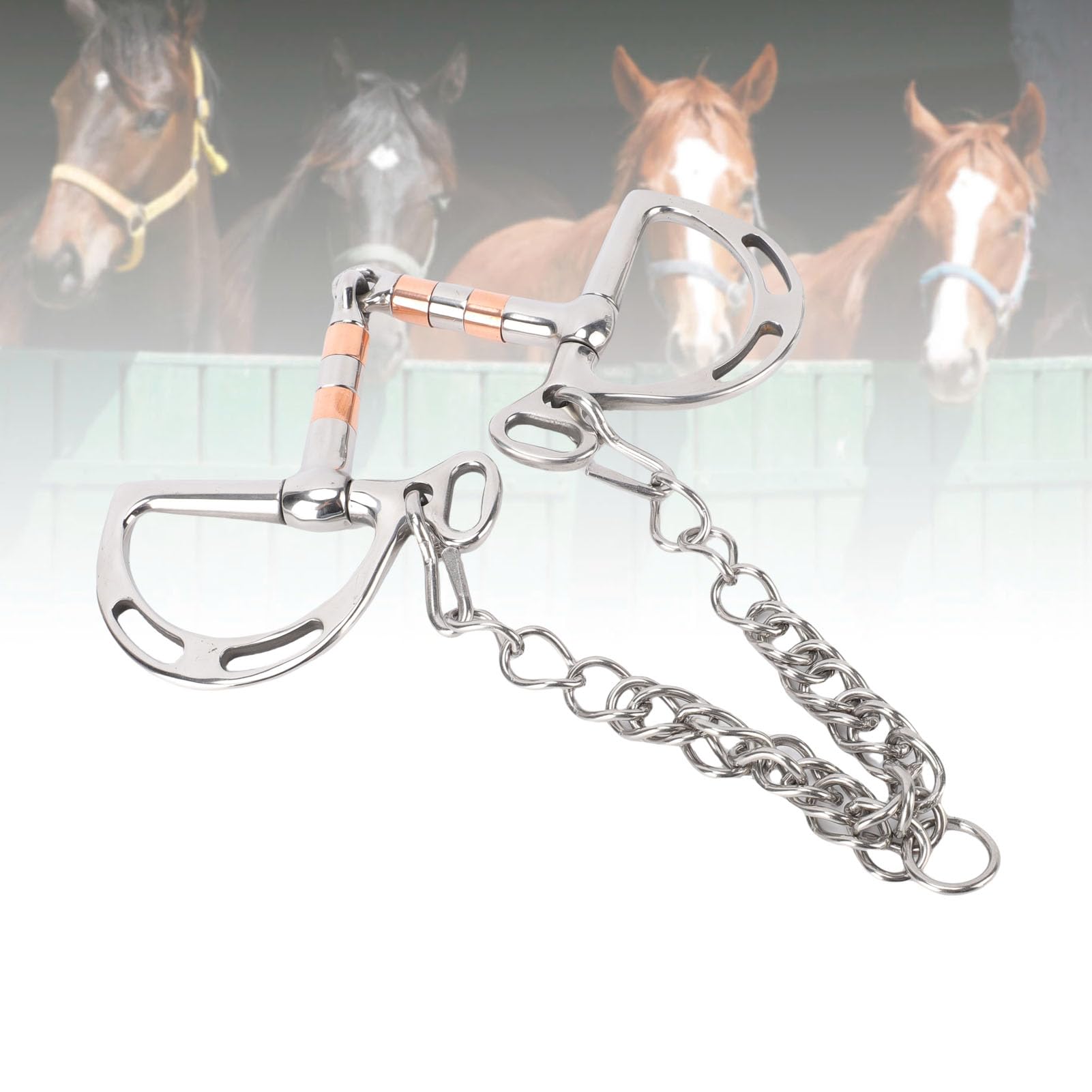 Tyenaza Filete ranurado de Acero Inoxidable, Broca de Caballo con Anillo de Boca articulada Hueca de Control Mejorado para ecuestres
