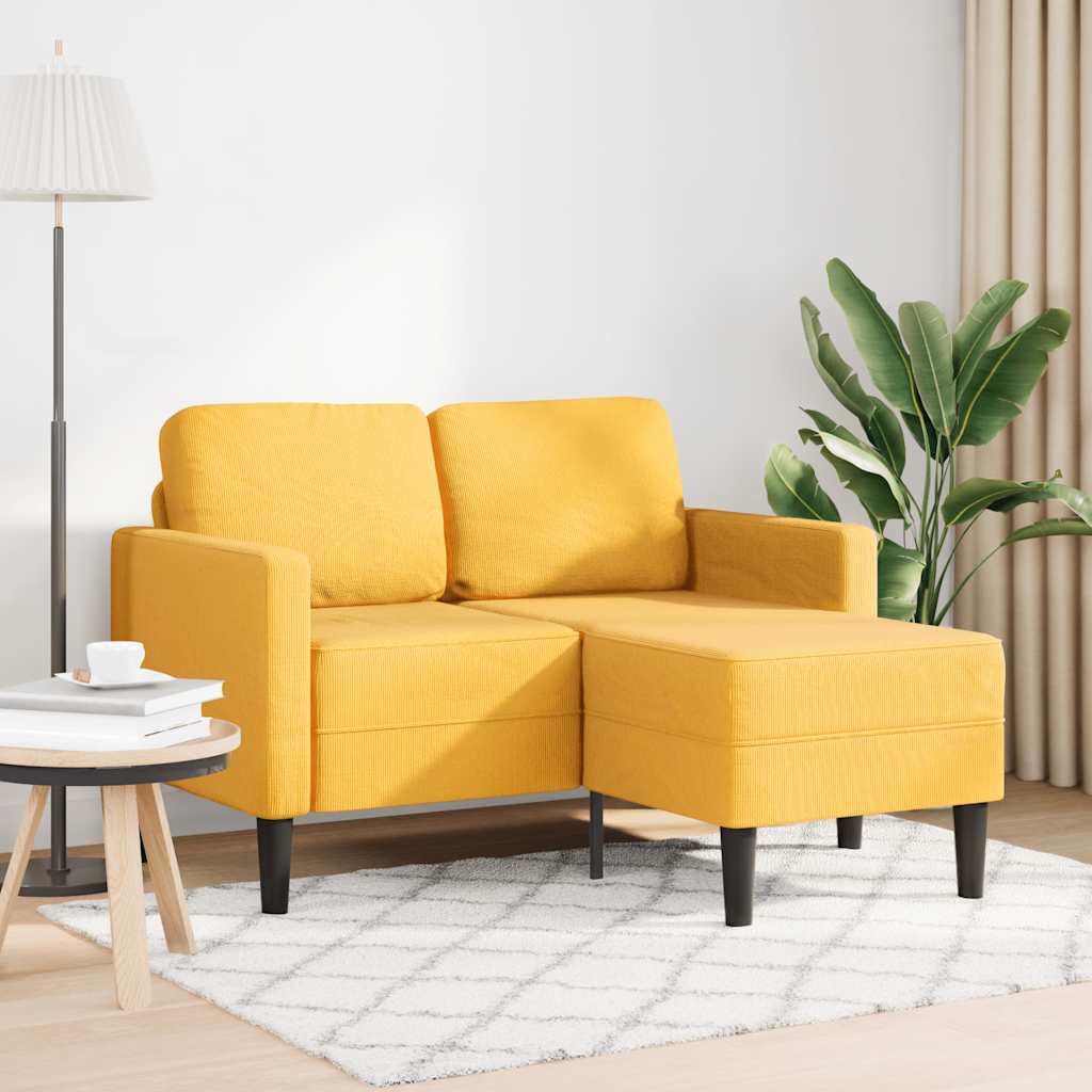 vidaXL Divano 2 Posti con Chaise Longue a L Giallo Chiaro 125 cm Lino, Divano a 2 posti Camera da Letto, divanetto, Divano a Due posti